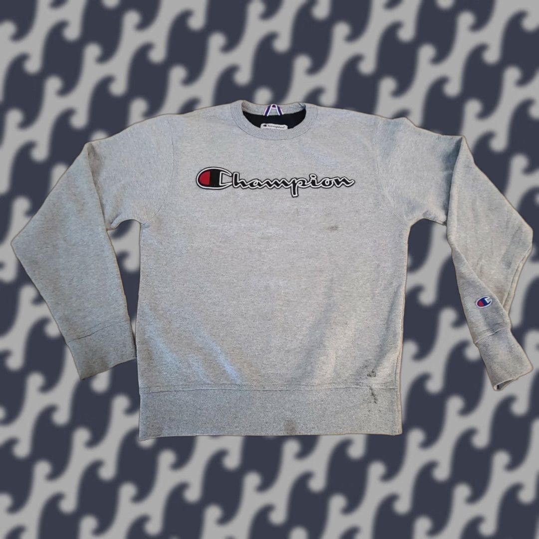 Champion Champion Sweatshirt Crewneck Logo Distressed Stained Sz S Gray Men Regular Shortened Size Small Distressed and Stained Size US S / EU 44-46 / 1 - 1 Thumbnail