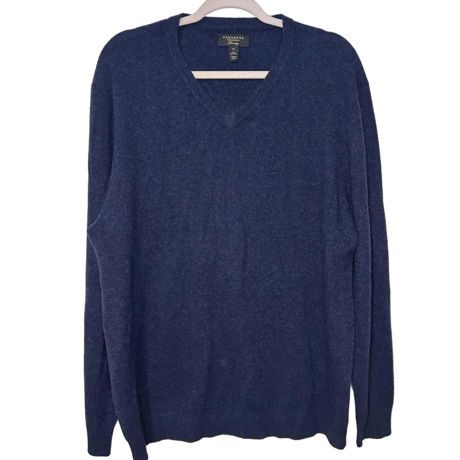 Club Room Club Room 100% Cashmere Luxury V-neck Sweater XL Navy Size US XL / EU 56 / 4 - 1 Thumbnail