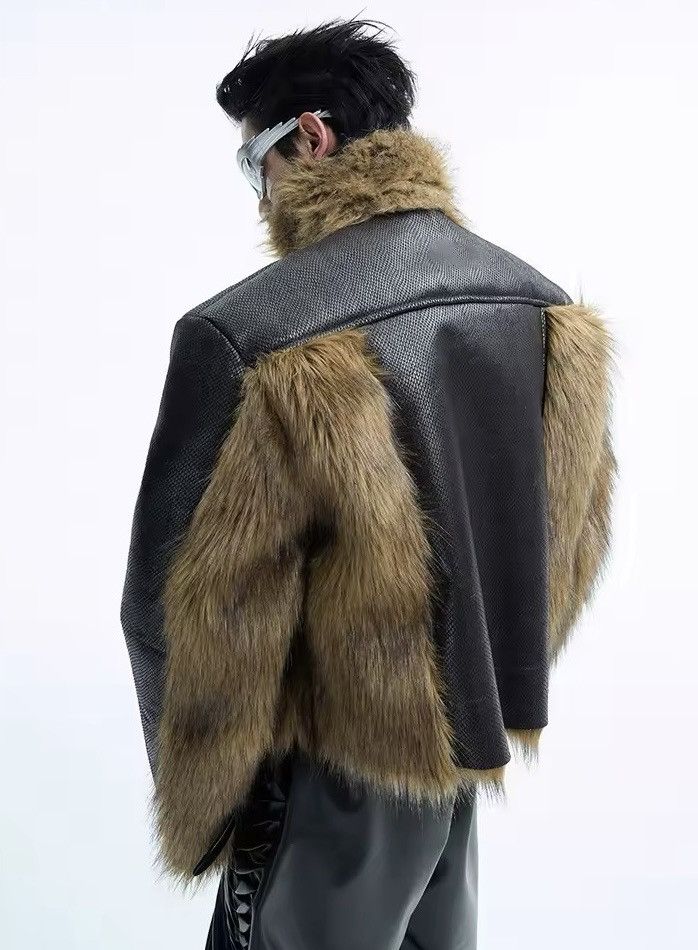 Other Design Streetwear Patchwork Leather Faux Fur Zipper Jacket Size US L / EU 52-54 / 3 - 9 Thumbnail