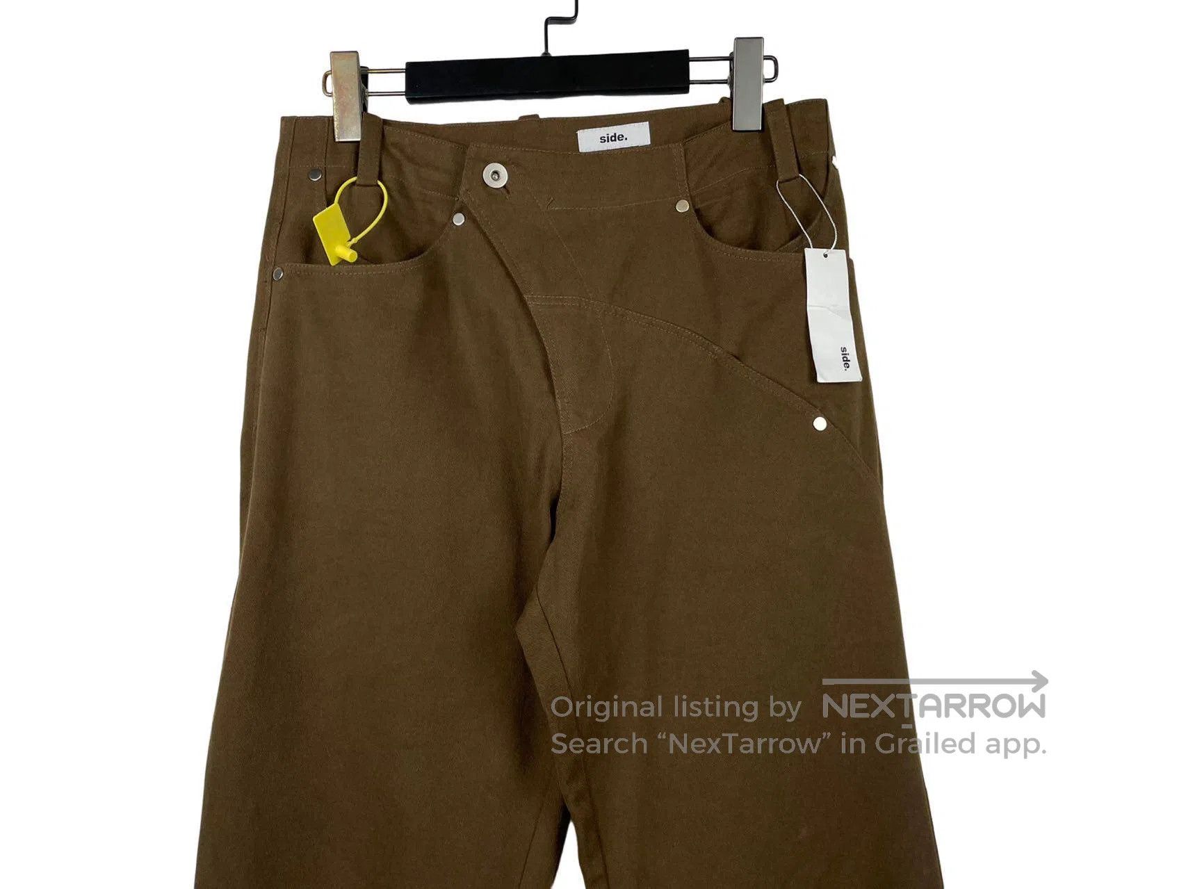 size? Side size S Brown Slant Front Trousers Size US 27 - 3 Thumbnail
