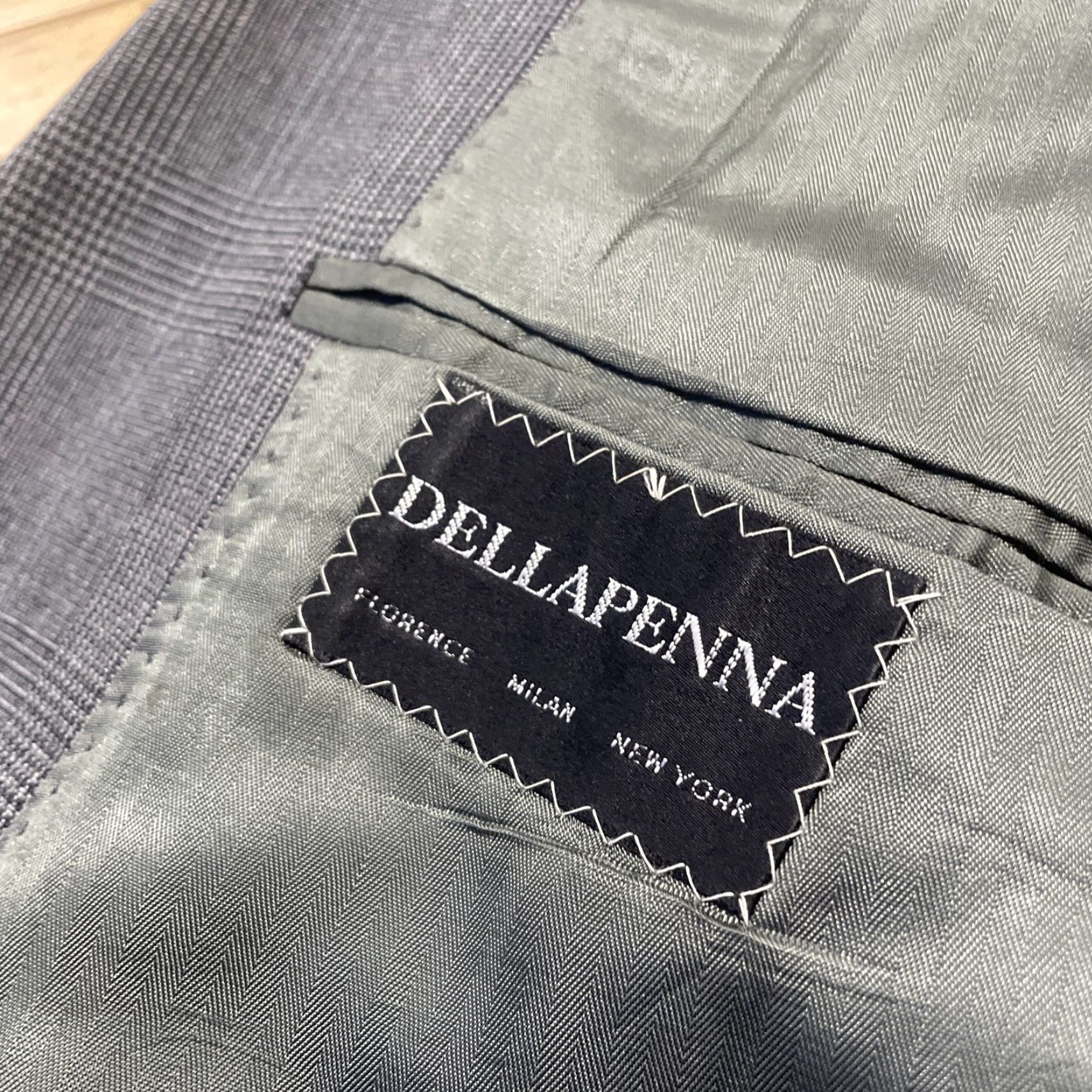 Doublet VINTAGE Dellapenna 39S Gray Plaid Double-Breasted Suit Jacket Men 90s Made USA Size 40R - 6 Thumbnail