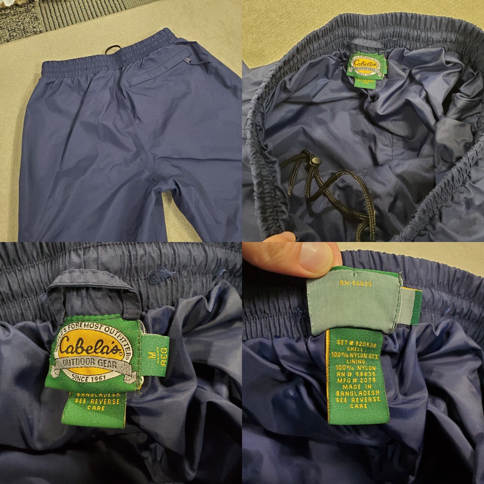 Vintage Cabela's Pants Mens Medium Blue Gore Tex Windbreaker Hiking Outdoors Fishing Windbreaker Pockets Logo Lightweight Inseam 30 Straight Regular Size US 31 - 8 Thumbnail