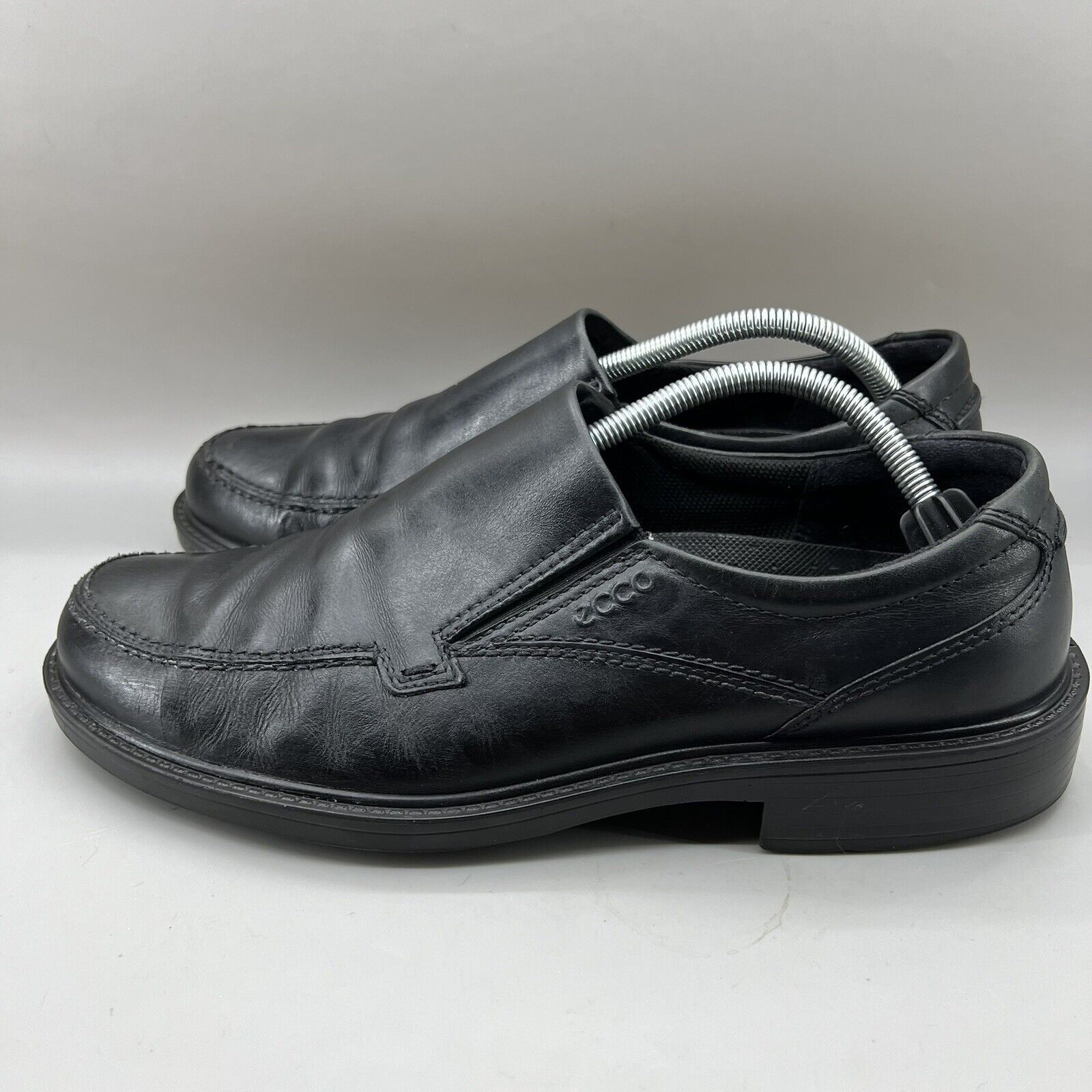 Ecco ECCO Helsinki Men Size 10.5 Shoes Black Leather Slip-On Bike Size US 10.5 / EU 43-44 - 3 Thumbnail