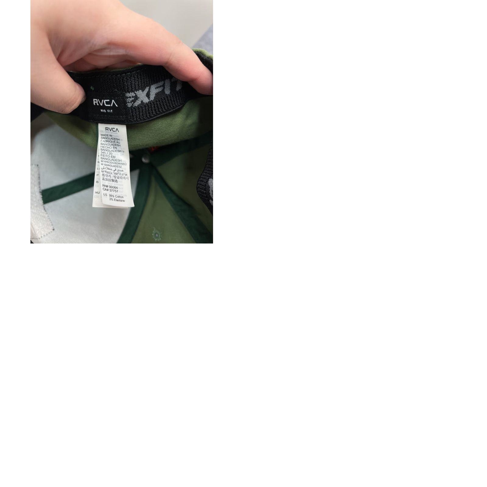 RVCA RVCA Hat Cap Fitted Adult One Size Green Cotton Spandex Twill Baseball Cap Beach Outdoor Casual Mens Size ONE SIZE - 9 Thumbnail