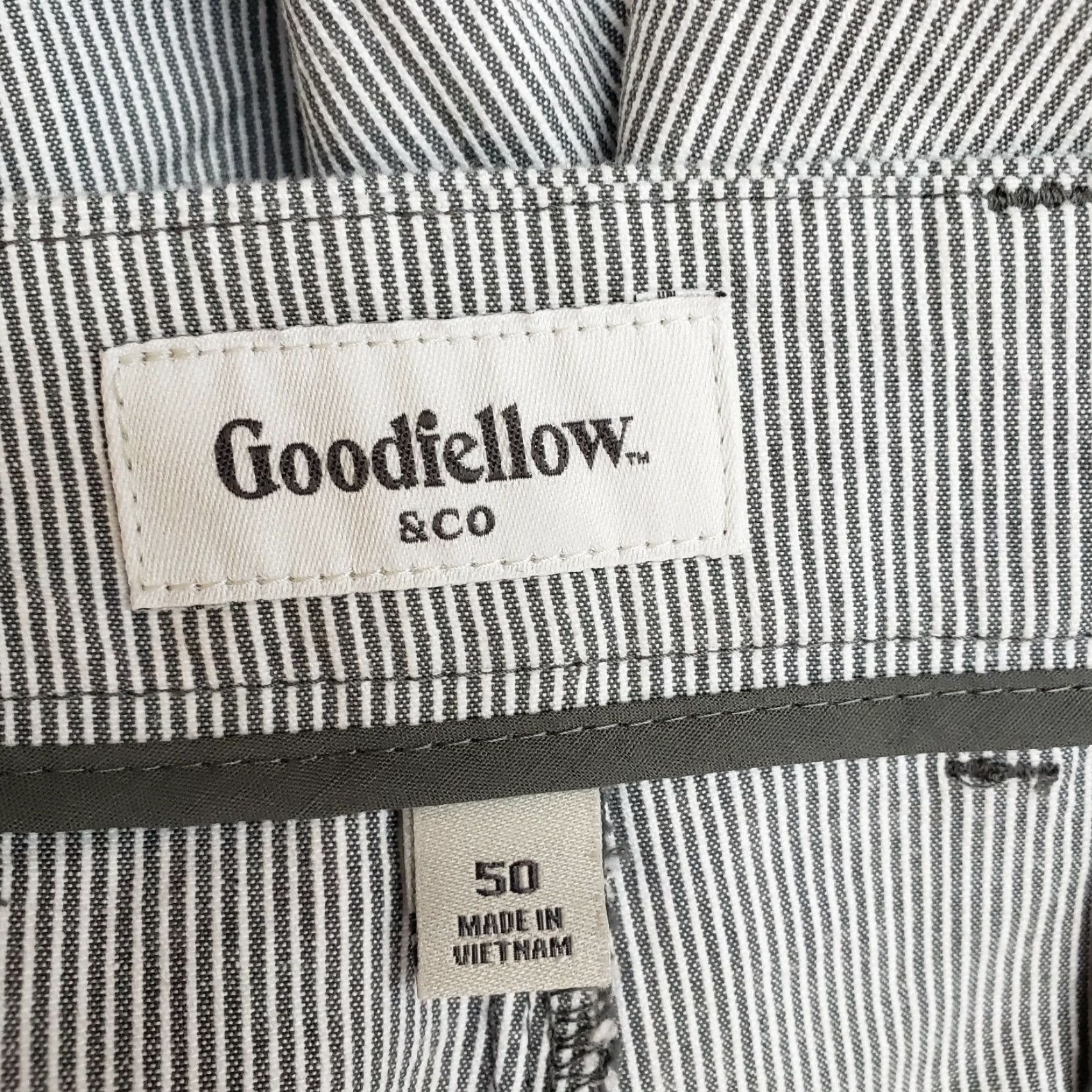 Vintage Goodfellow Linden Shorts Gray White Striped Flat Front Cotton Mens 50 Chino Casual Size US 34 / EU 50 - 6 Thumbnail