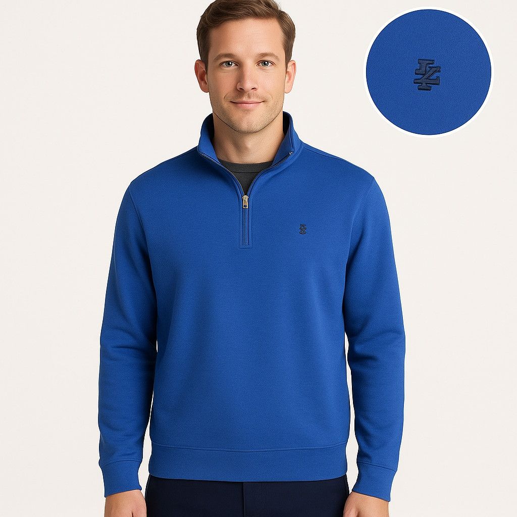 Izod IZOD Quarter-Zip Blue Pullover Sweater Men’s XL Stretch Size US XL / EU 56 / 4 - 1 Thumbnail