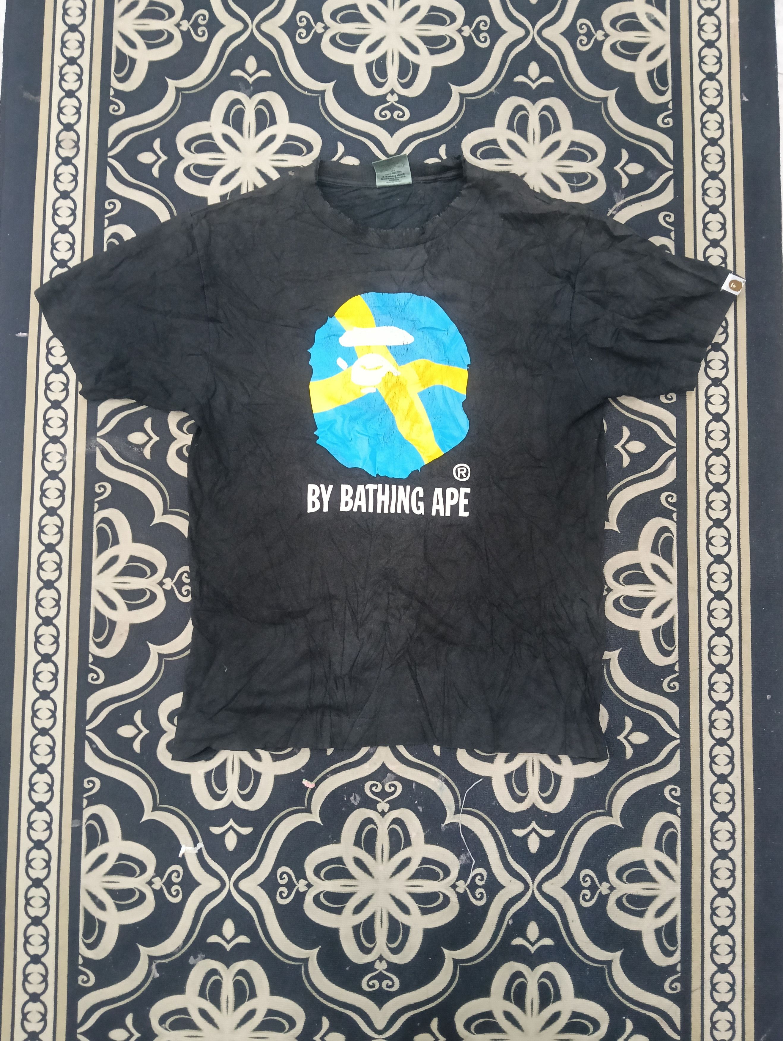 Bape Sick Thrashed Bape Swedish Flag Big Logo Tee Size US M / EU 48-50 / 2 - 2 Thumbnail
