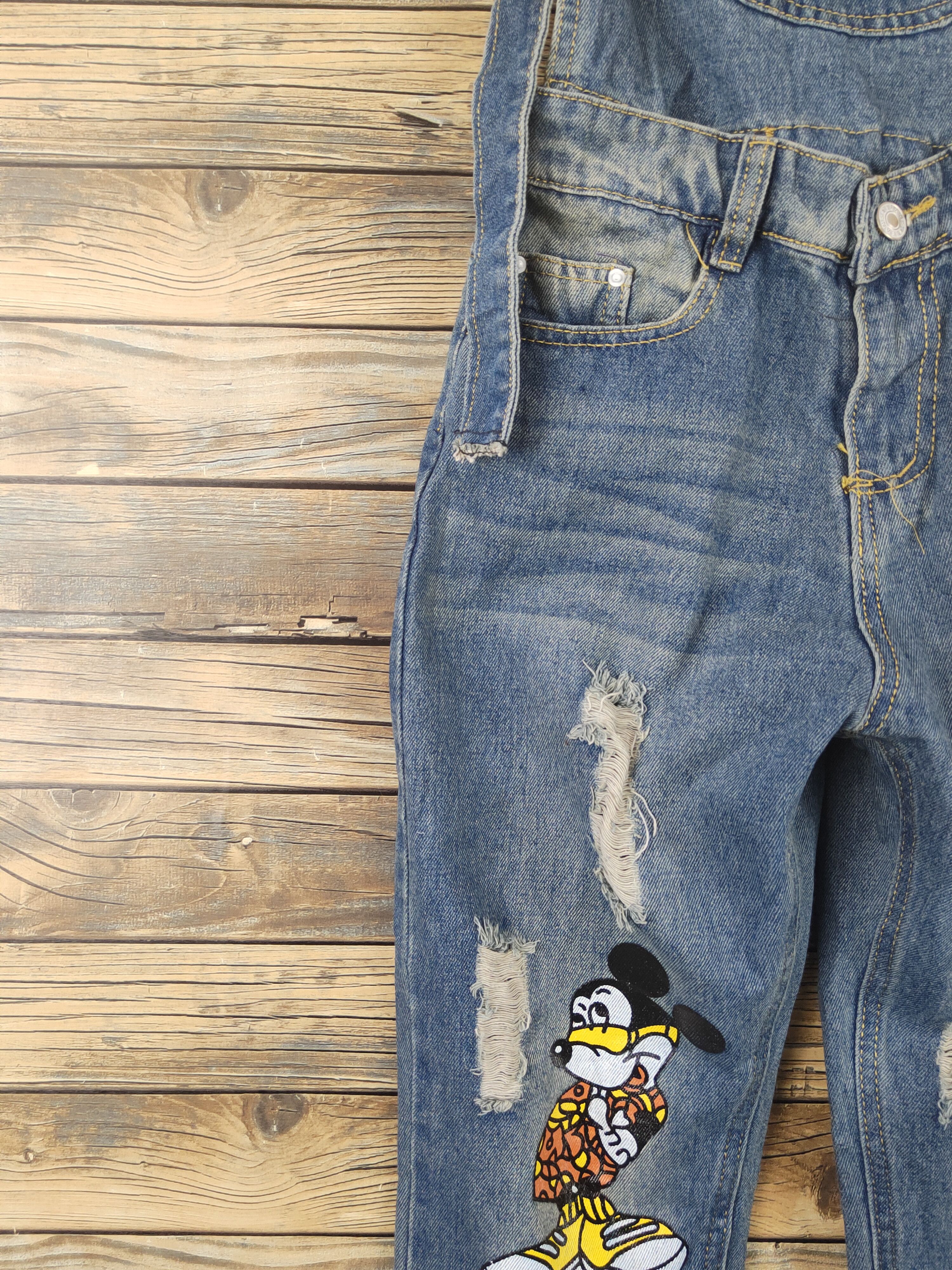 Japanese Brand × Vintage Vintage Japanese Brand Blue Denim Mickey Mouse Jumpsuits Size 27" / US 4 / IT 40 - 7 Thumbnail
