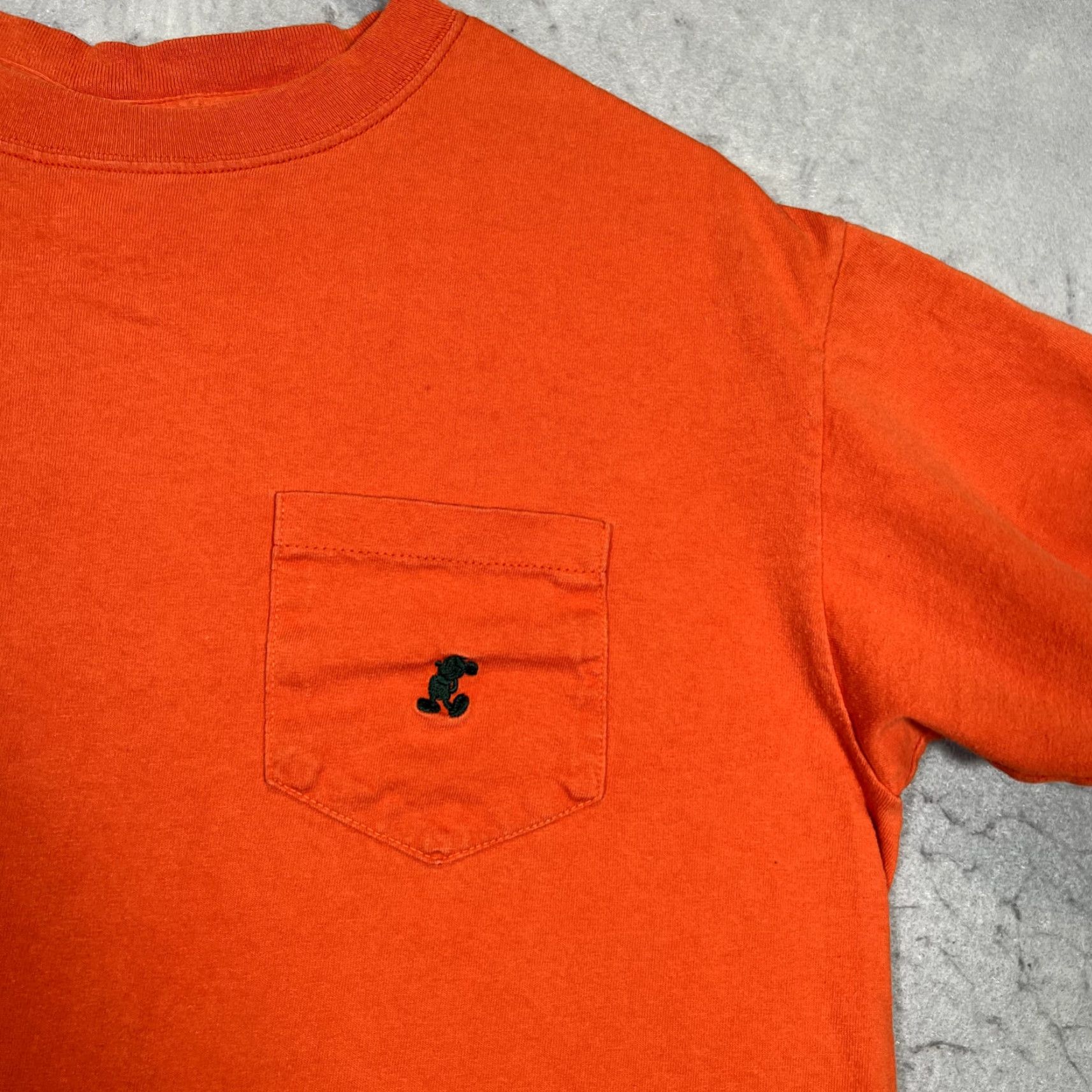 Disney VINTAGE Disney Mickey Mouse Embroidered Pocket Shirt Adult Medium Orange Crew Neck Short Sleeve Men Size US M / EU 48-50 / 2 - 4 Thumbnail
