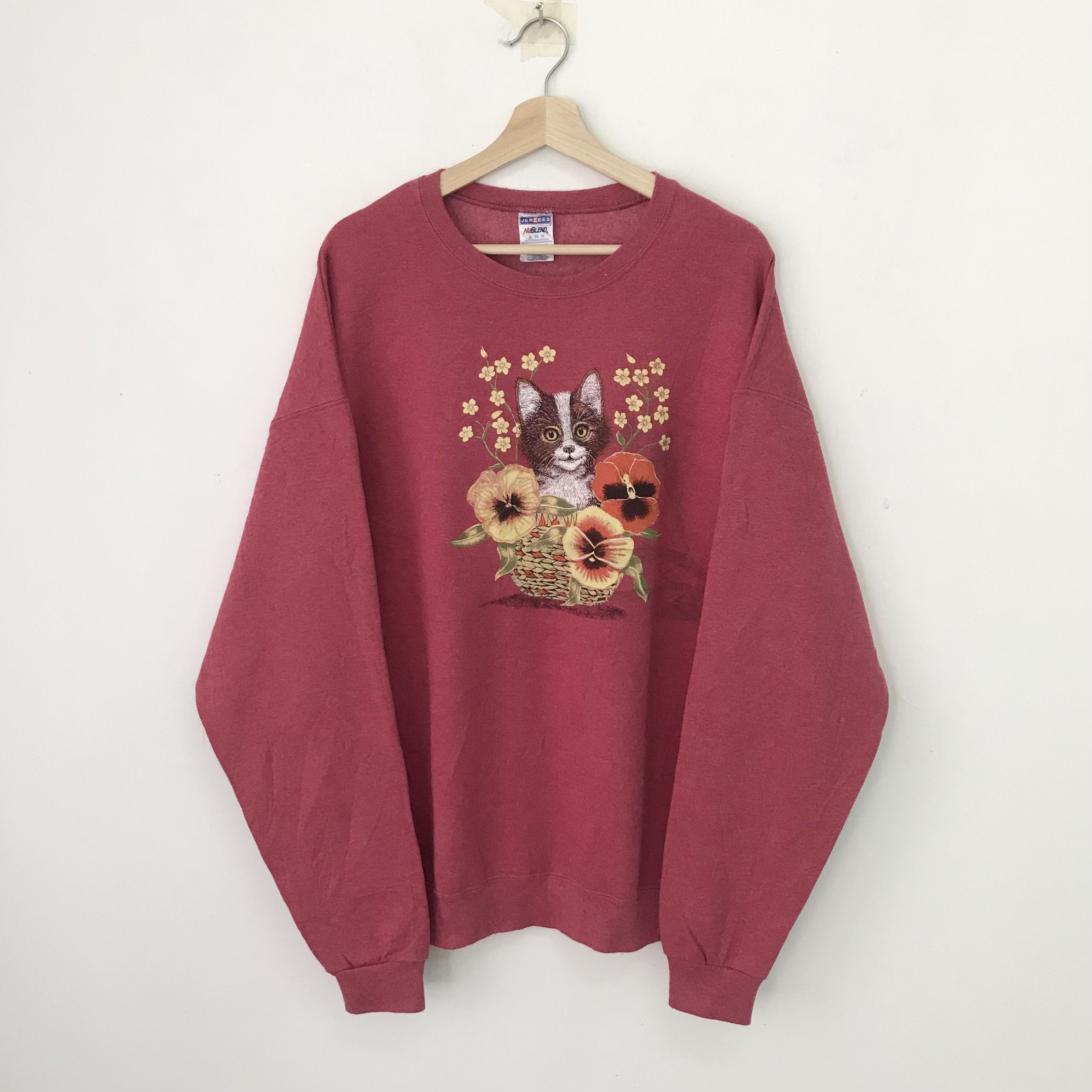 Vintage Vintage Kitten Cat Maroon Sweatshirt Xlarge - 605 Size US XL / EU 56 / 4 - 1 Thumbnail