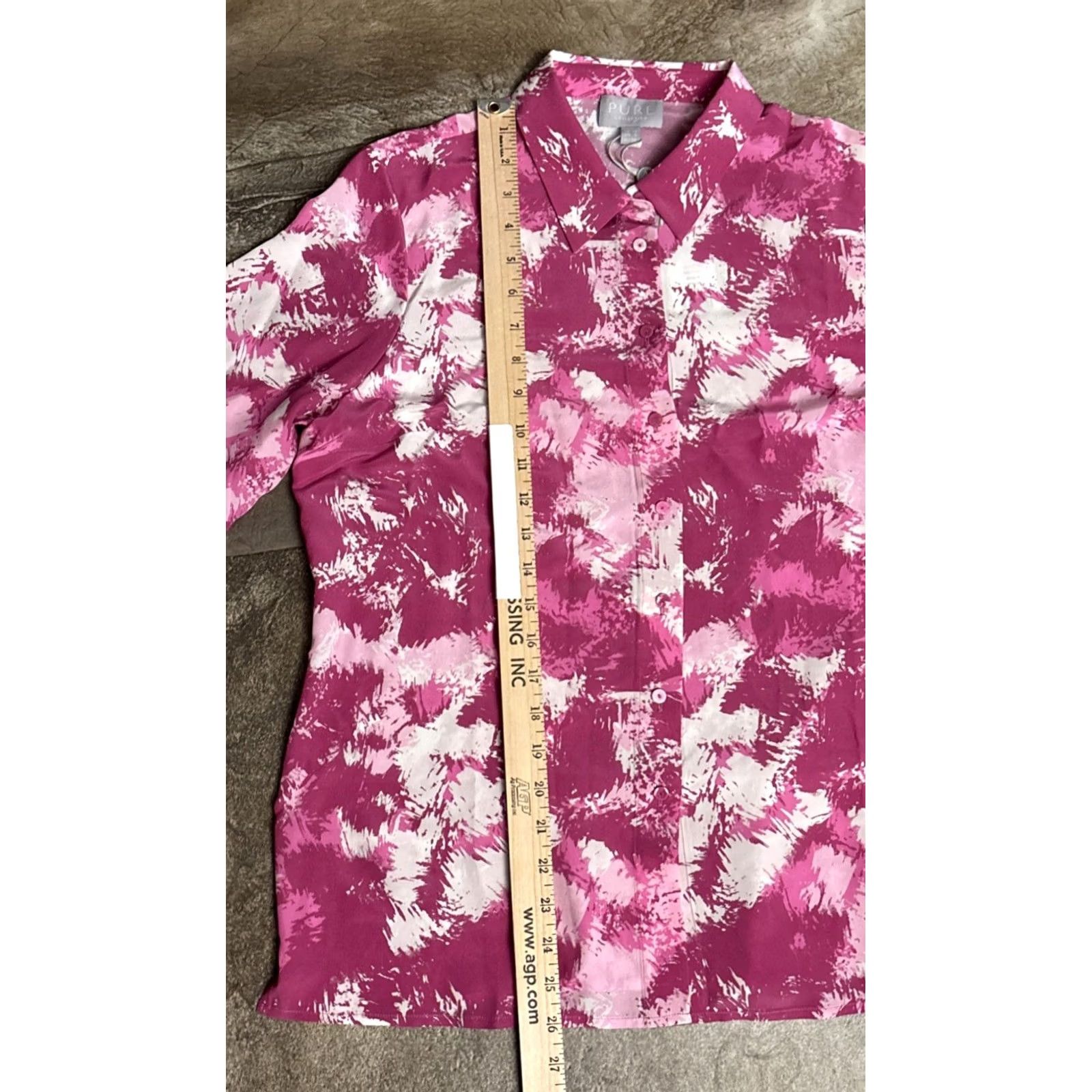 Vintage Pure Blouse Shirt Women 8 Pink Silk Button Collared Long Sleeve NWT 100% Silk L/S Blouse Size M / US 6-8 / IT 42-44 - 4 Thumbnail