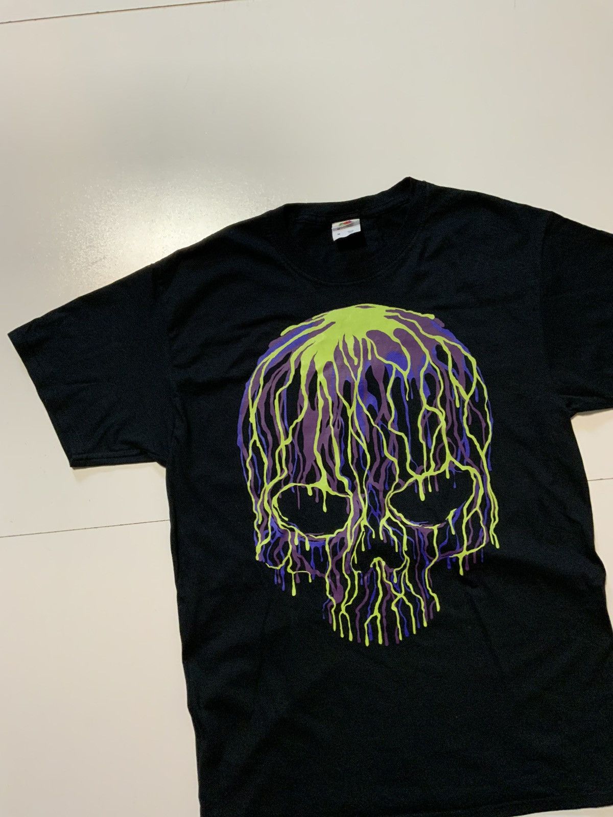 Fruit Of The Loom Skull Horror Scary Drip Graphic Black S/S T-Shirt Size US M / EU 48-50 / 2 - 3 Thumbnail