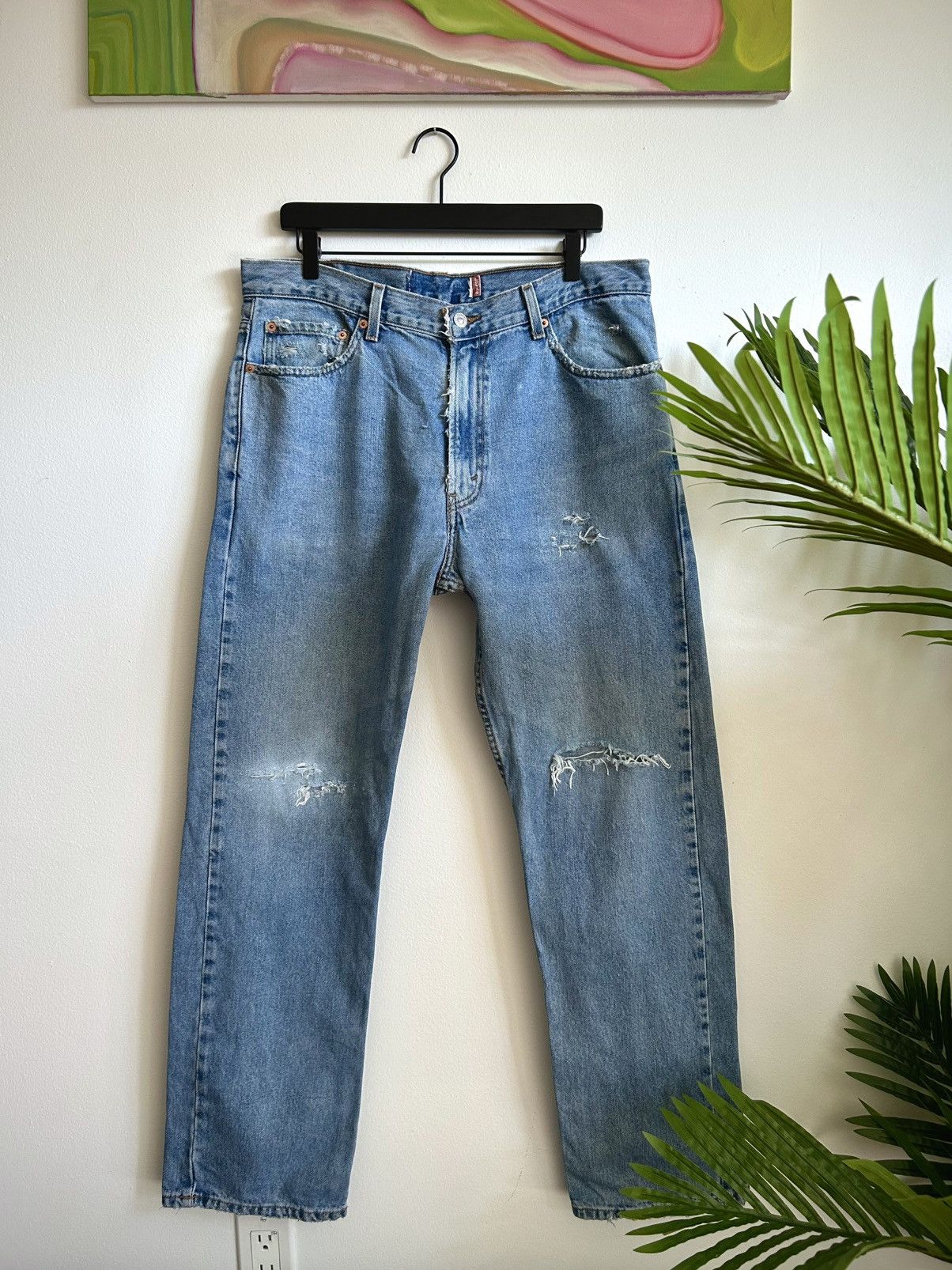 Levi's Y2K Levi’s 505 Distressed Light Wash Jeans Size US 36 / EU 52 - 1 Thumbnail