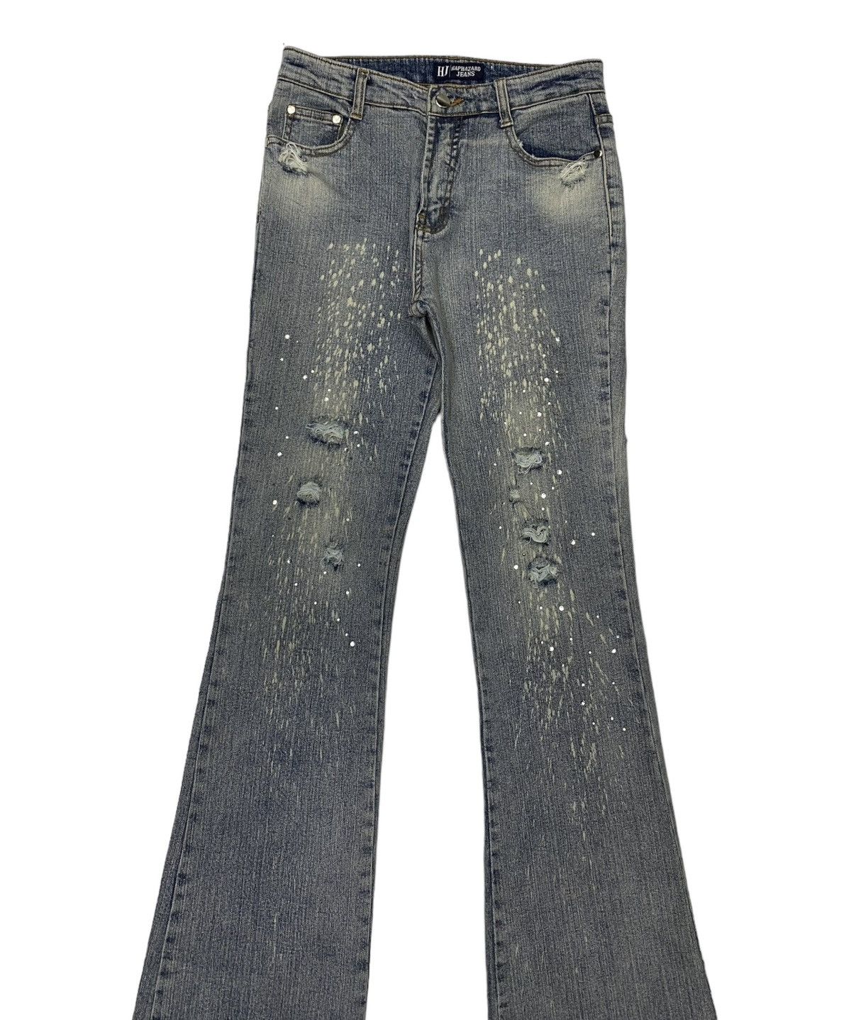 If Six Was Nine 🔥FLARE JEANS HAPHAZARD DISTRESSED DENIM BOOTCUT JEANS Size 26" / US 2 / IT 38 - 5 Thumbnail