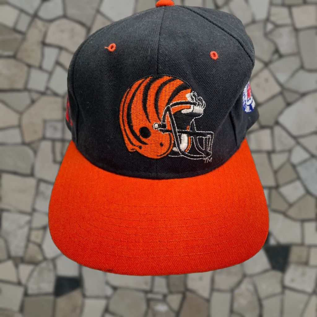 VINTAGE Starter Cincinnati Bengals Hat Blockhead Big Logo Wool Cap Size 7 1/4 Men Black Wool Cap Logo Football NFL Cincinnati Bengals Cap Men