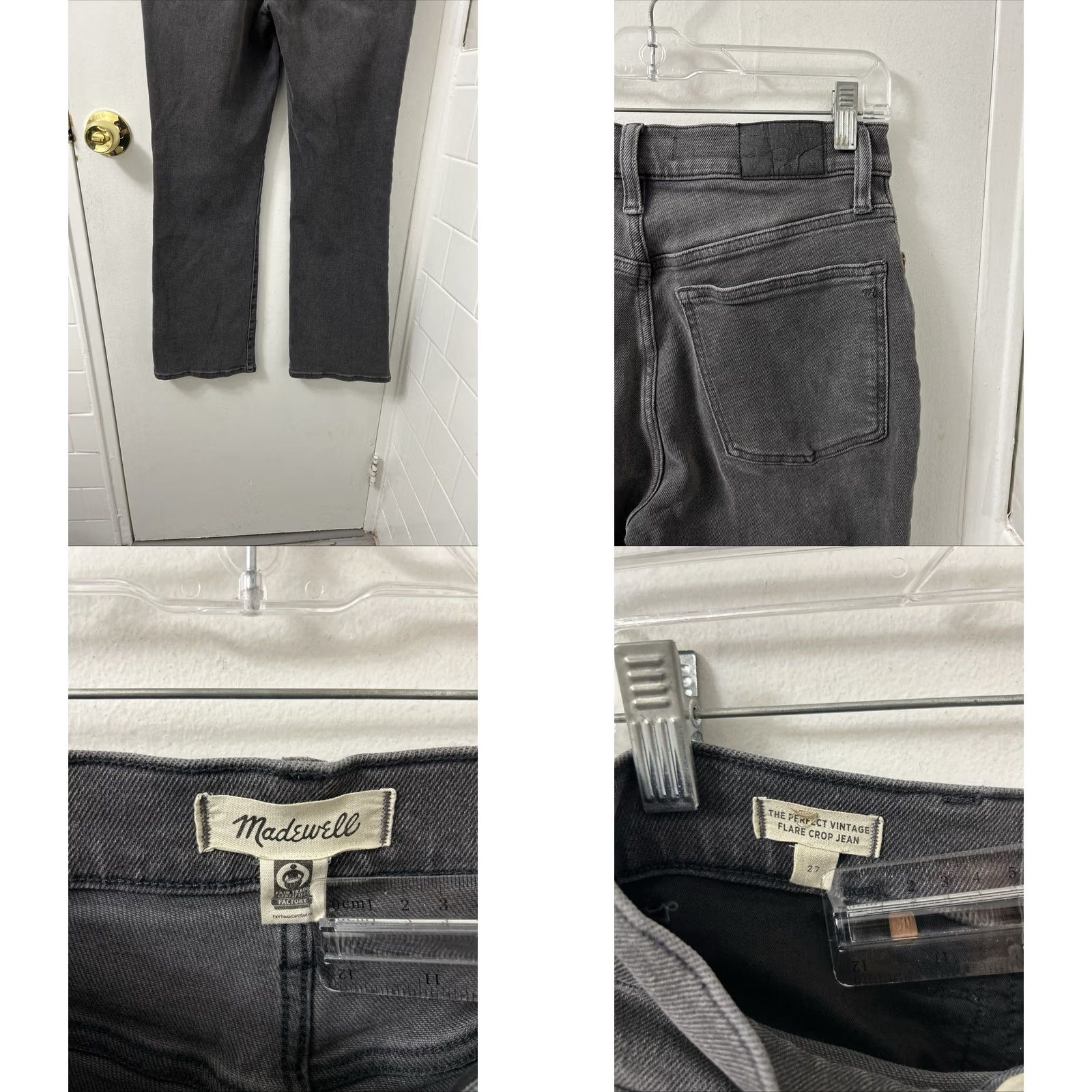 Madewell Madewell The Perfect Vintage Flare Crop Jeans Womens 27x27 Black High Rise Denim Size 27" / US 4 / IT 40 - 8 Thumbnail