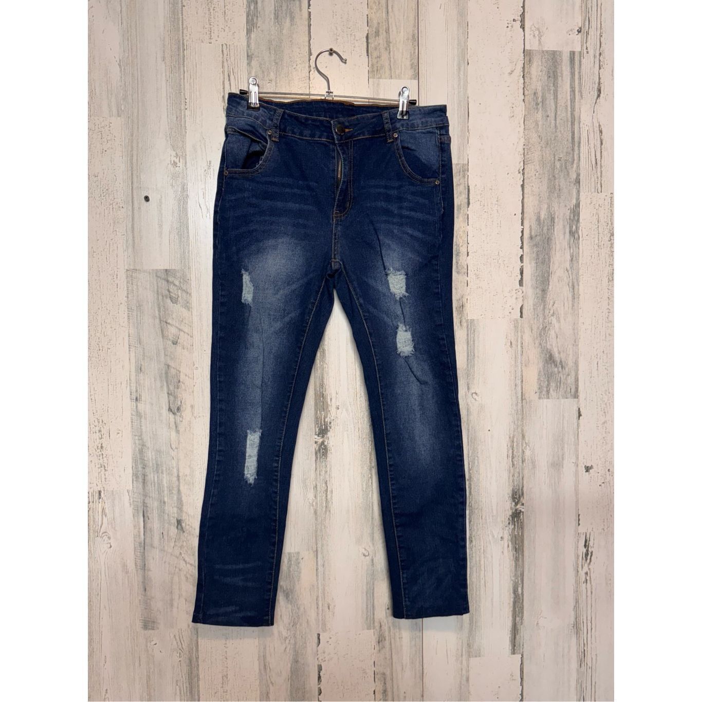 Other S & A Jeans Women’s Skinny Dark Wash Distressed Stretch Deni Size 29" - 2 Thumbnail