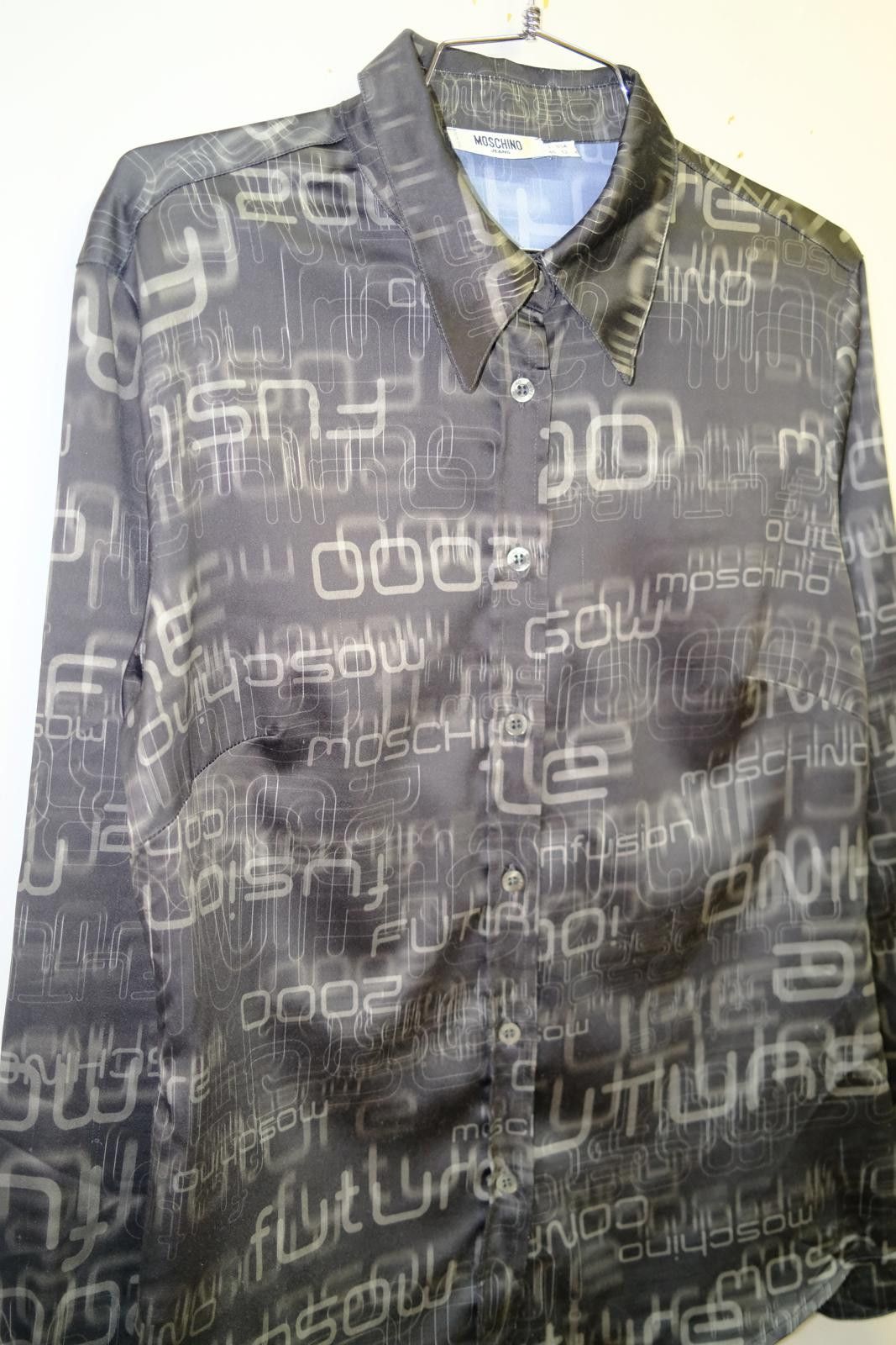 Other 00's Moschino Jeans Text Script Long Sleeve Button-Up Size L / US 10 / IT 46 - 3 Thumbnail