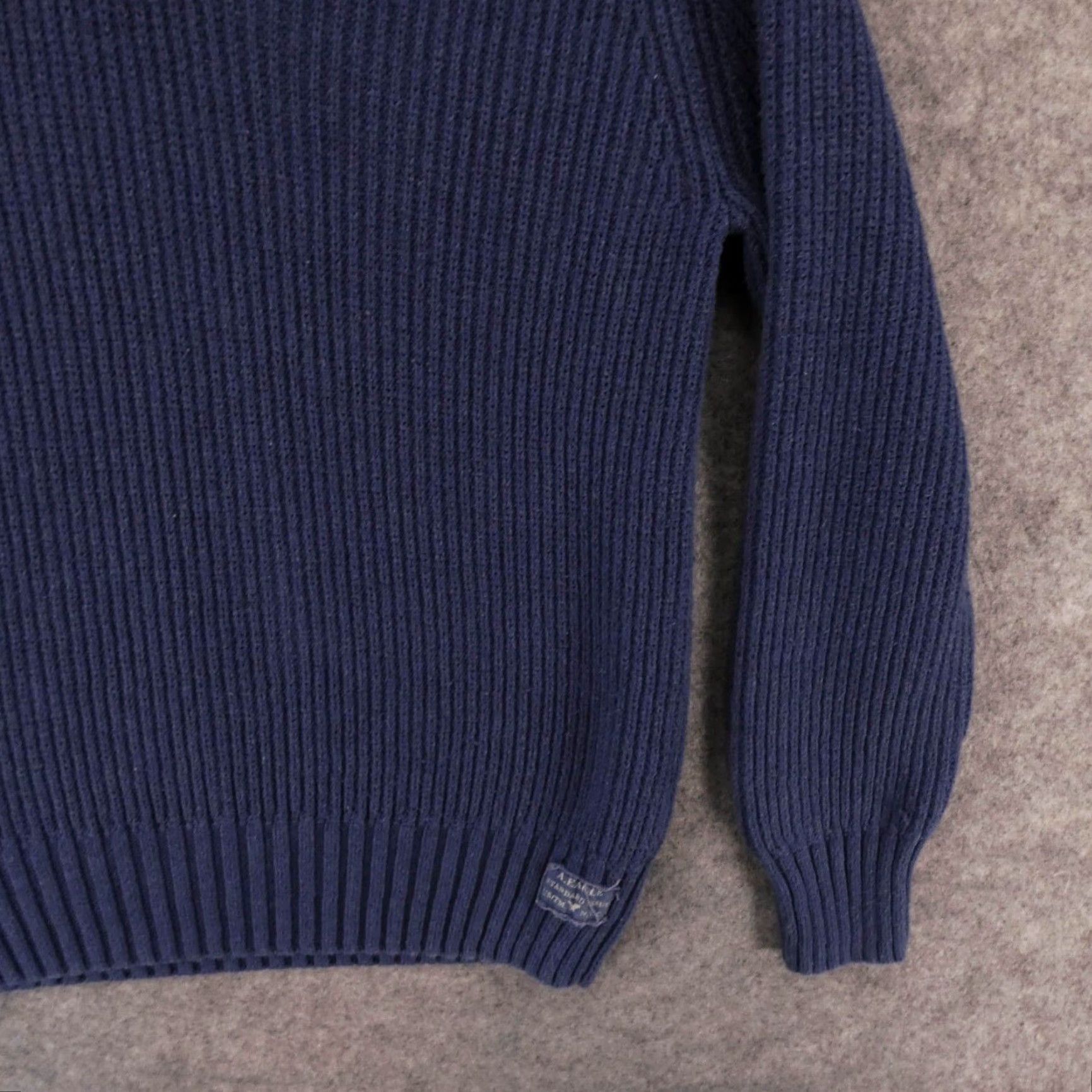 American Eagle Outfitters American Eagle Sweater Womens Large Cable Knit Blue w Henley Button Collar Size L / US 10 / IT 46 - 5 Thumbnail
