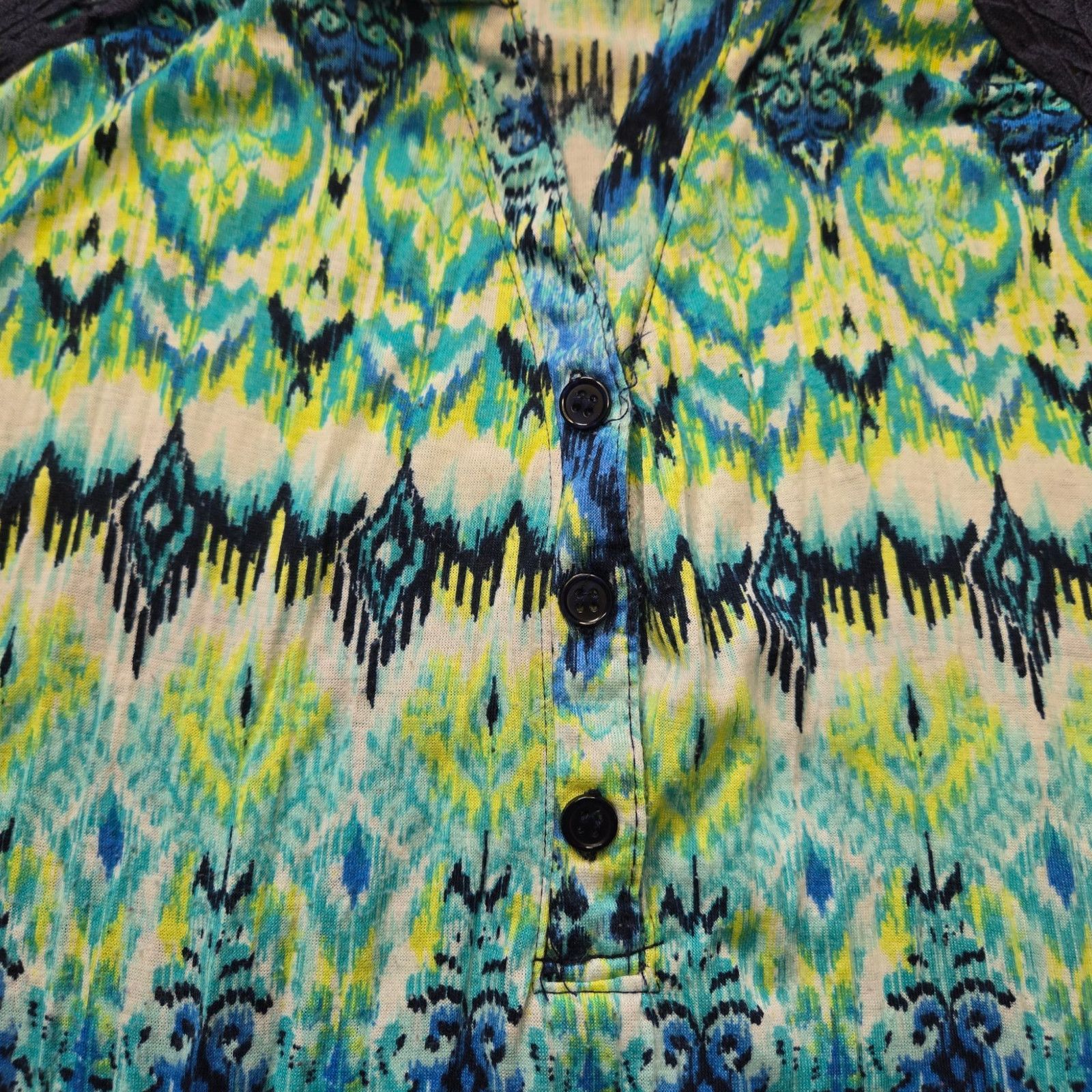 Other Green Blue Watercolor V Neck Relaxed Blouse Size 1X Size XXL / US 16-18 / IT 52-54 - 6 Thumbnail