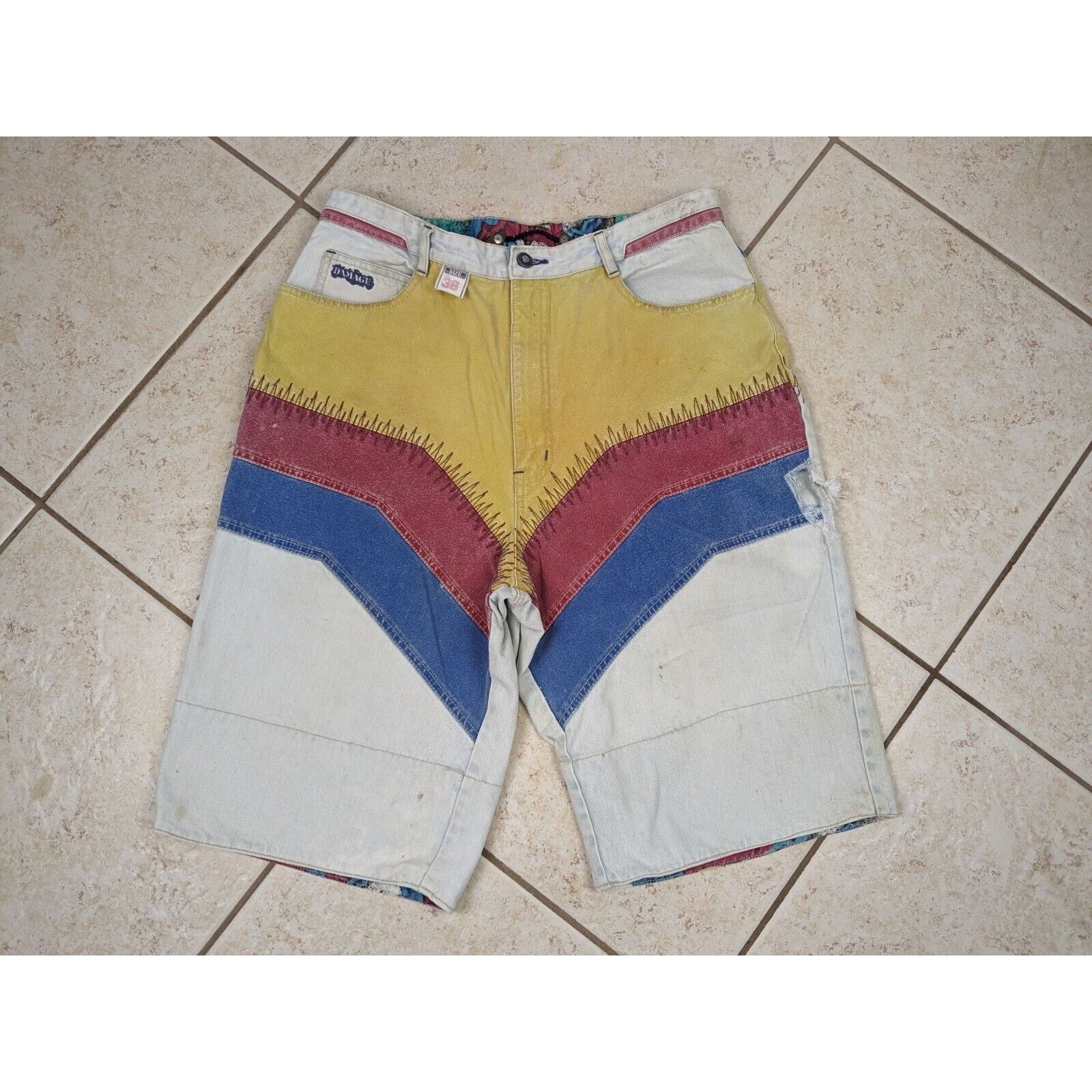 Other Vtg Major Damage 1990's Baggy Denim Shorts Jorts 36x12 Size US 36 / EU 52 - 1 Thumbnail