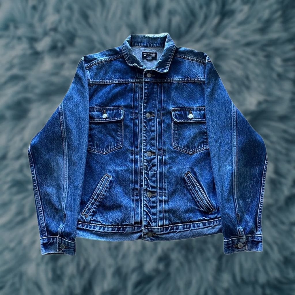 Polo Ralph Lauren VINTAGE Polo Jeans Co Ralph Lauren Men Jacket Denim Size L Blue Bomber 90s Classic Trucker Denim Jacket Size US L / EU 52-54 / 3 - 1 Thumbnail