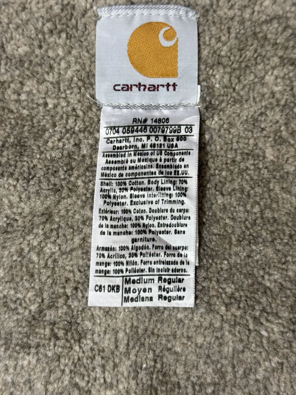 Carhartt VTG CARHARTT MENS C61 DKB BROWN SHERPA JACKET SANDSTONE Size US XL / EU 56 / 4 - 6 Thumbnail