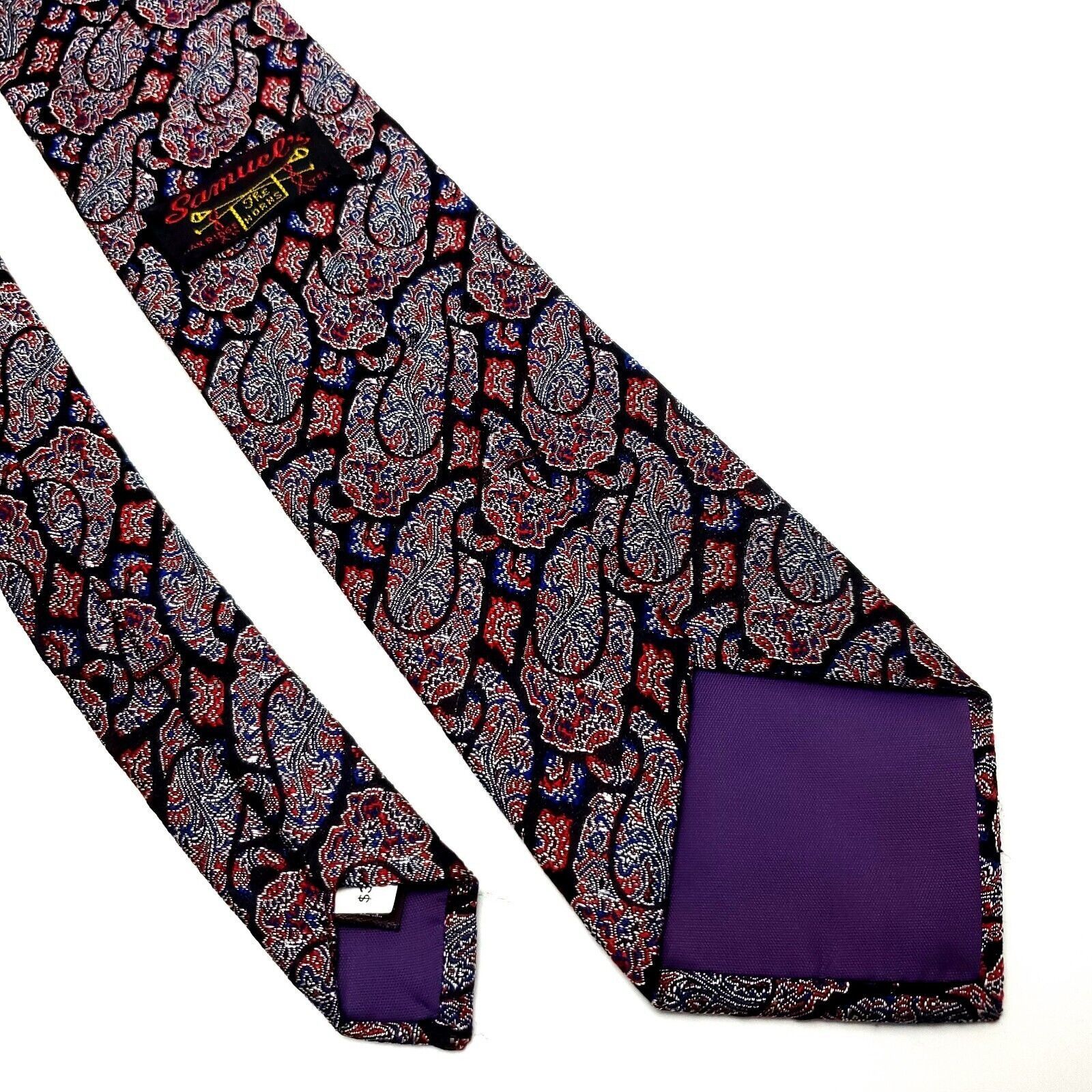 Designer Cesarani Silk Tie Black Red Paisley Woven Size ONE SIZE - 6 Thumbnail