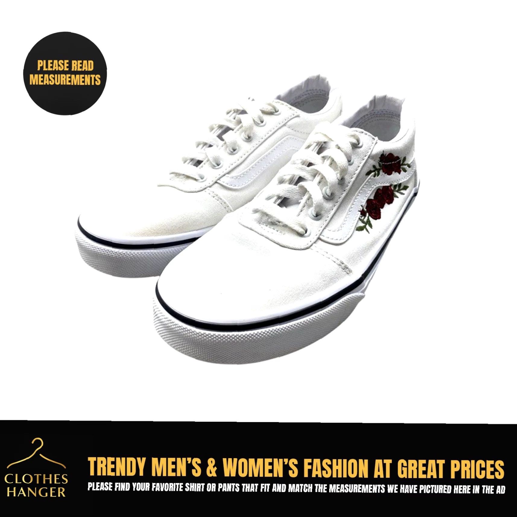 Vans VANS Missy Size 5 Low Top Sneaker White Rose Embroidery 1524 Men's? Women? Wait No Size S / US 4 / IT 40 - 2 Thumbnail