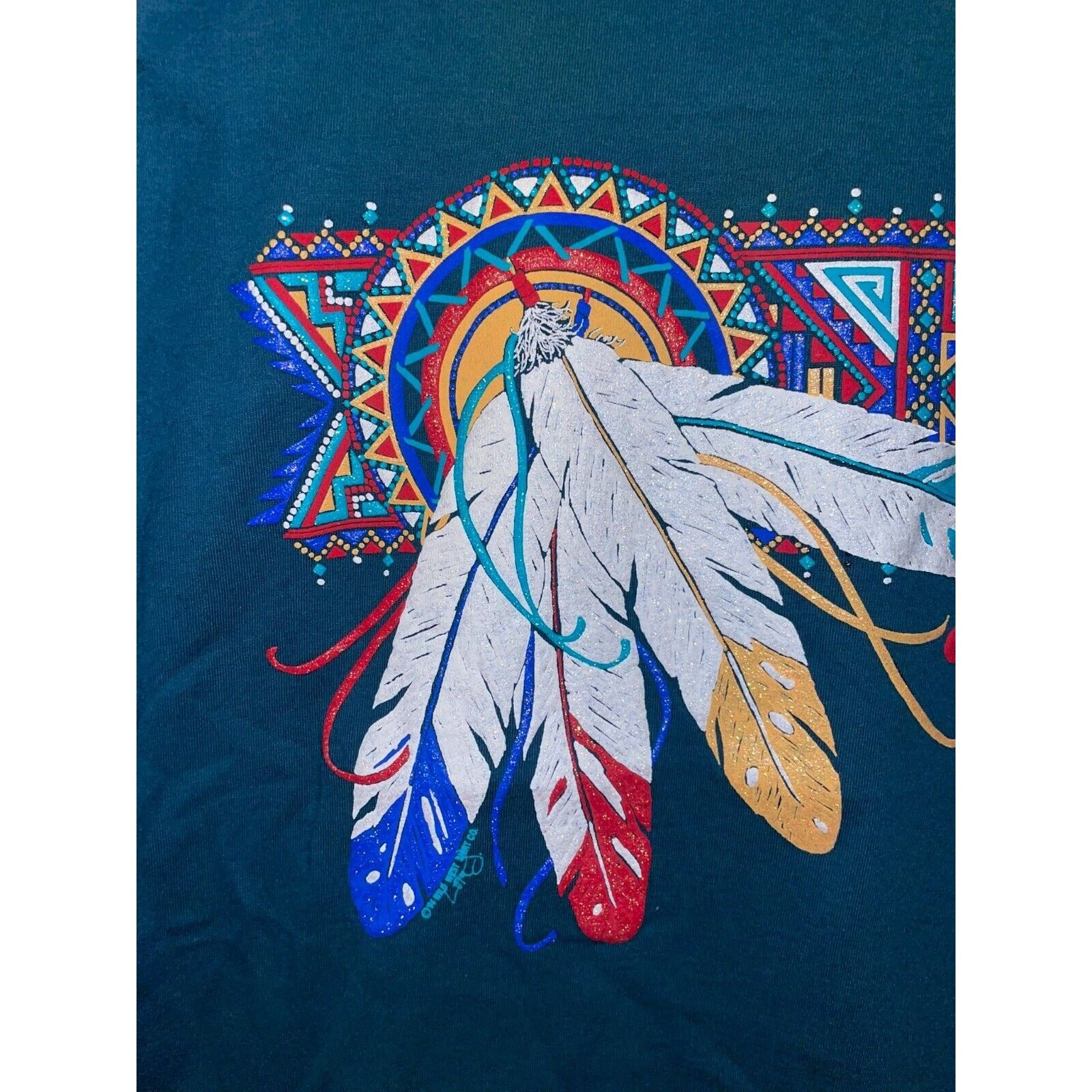 Jerzees Vintage Cherokee Shirt Native American Drum Tee Green 90s L Size US L / EU 52-54 / 3 - 2 Thumbnail