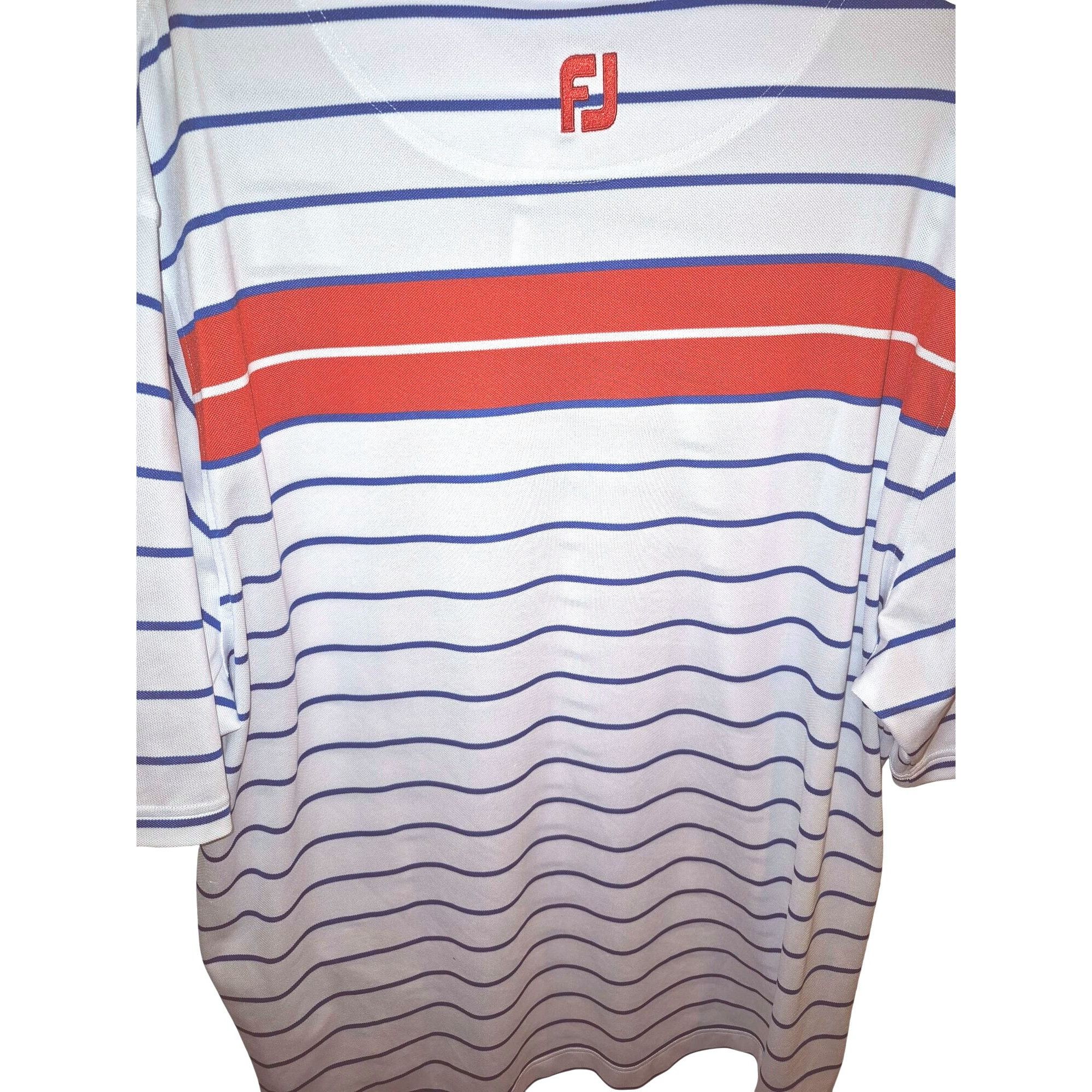 Footjoy Footjoy Mens White & Blue Striped Polo Shirt Size XL Size US XXL / EU 58 / 5 - 9 Thumbnail