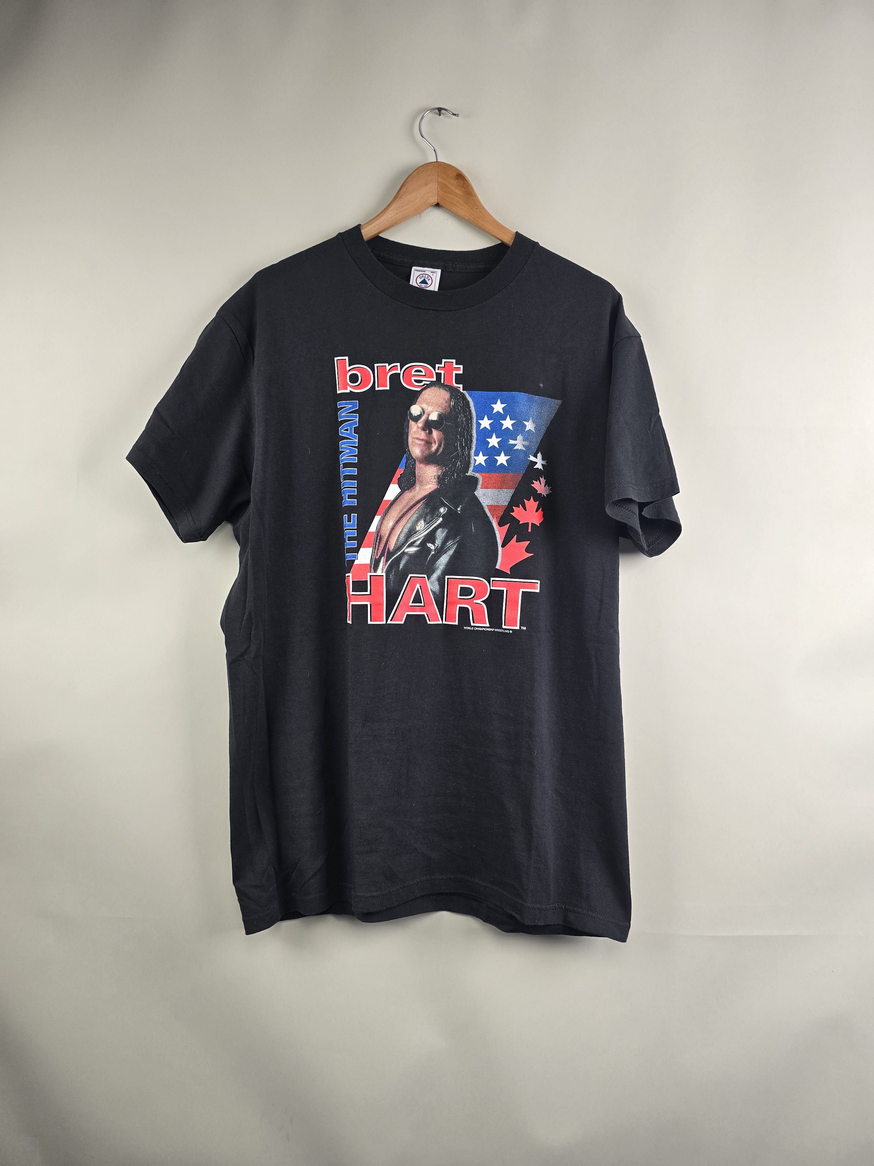 Vintage × WWE × WWF 90s WWE Bret Hart The Hitman Wrestling Tee L 22" 31" Size US L / EU 52-54 / 3 - 1 Thumbnail