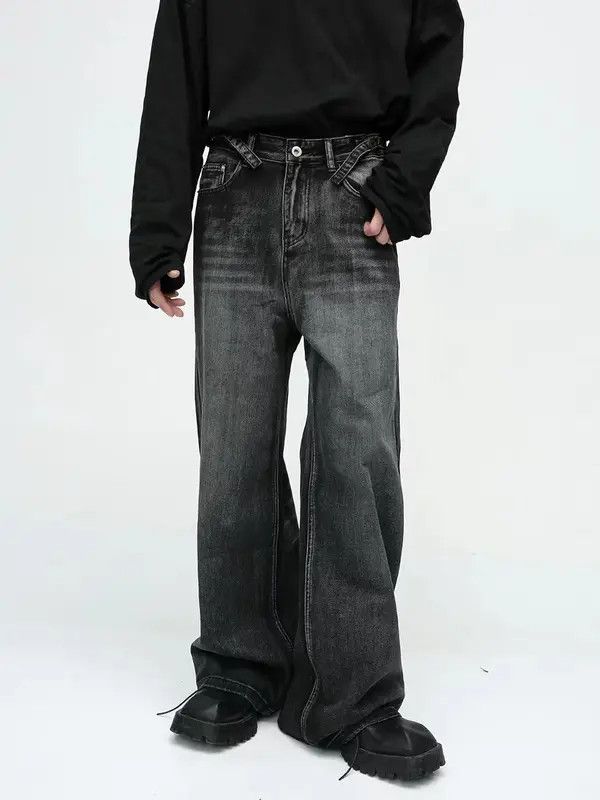 Japanese Brand VIBE Vintage washed black grunge straight leg jeans Size US 33 - 3 Thumbnail