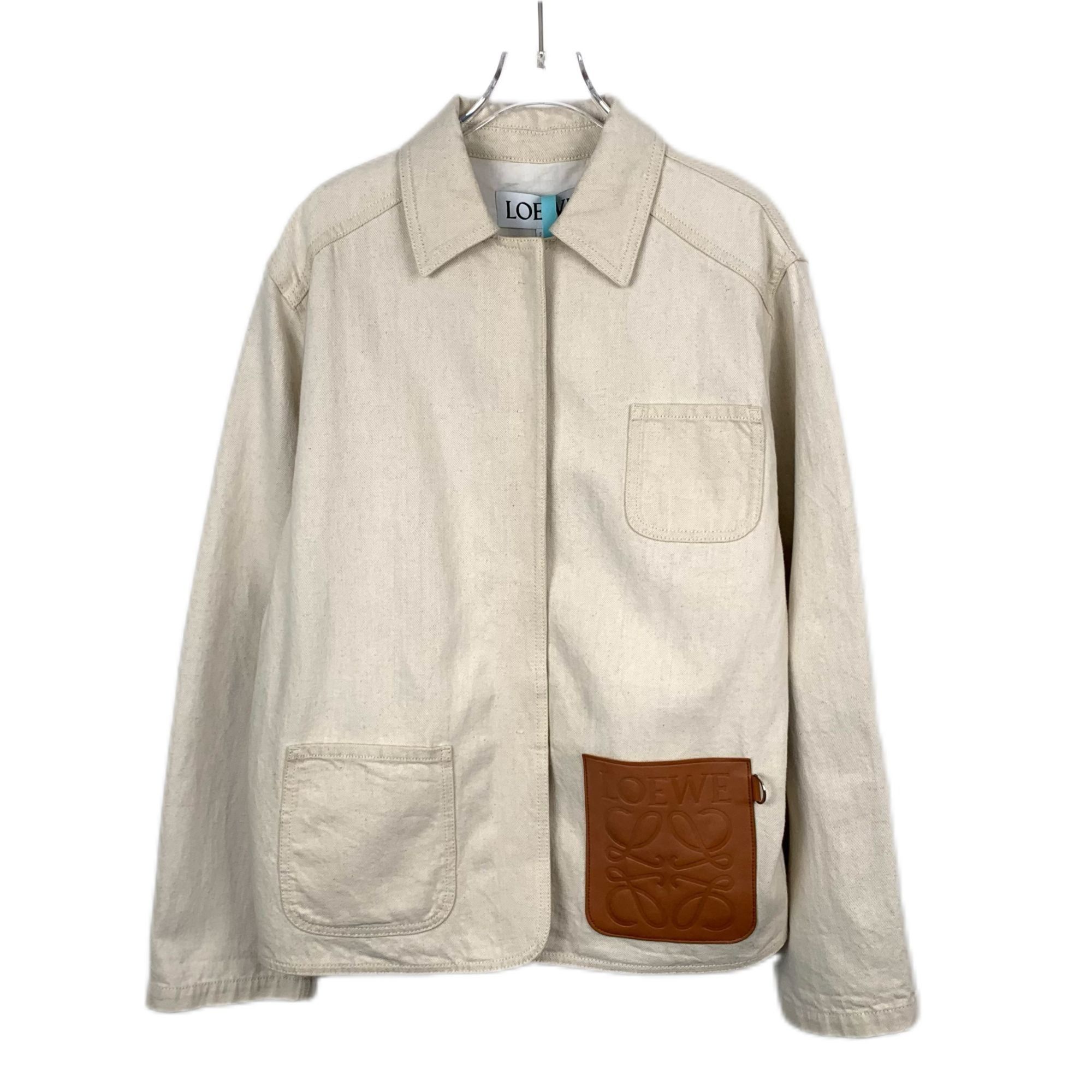 Loewe J9214 Loewe Beige Cotton-Linen Blend Jacket With Embossed Le Size US M / EU 48-50 / 2 - 1 Thumbnail