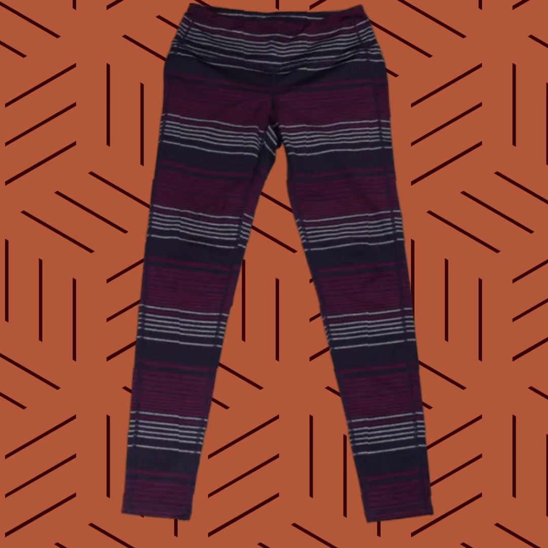 Athleta Athleta Chaturanga Colorblock Stripe Leggings M Womens Regular Purple Gray Size 32" / US 10 / IT 46 - 1 Thumbnail
