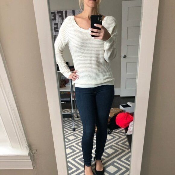 Sandro Sandro Sweater S Thin Knit Scoop Neck Sequins Stripe Size S / US 4 / IT 40 - 3 Thumbnail