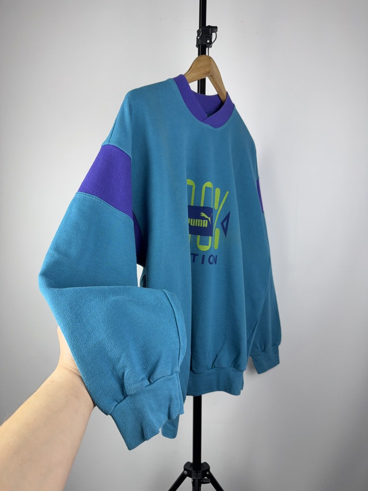Puma × Vintage Vintage PUMA 100% Motion Sweatshirt Blue Purple 90s Style Size US M / EU 48-50 / 2 - 5 Thumbnail