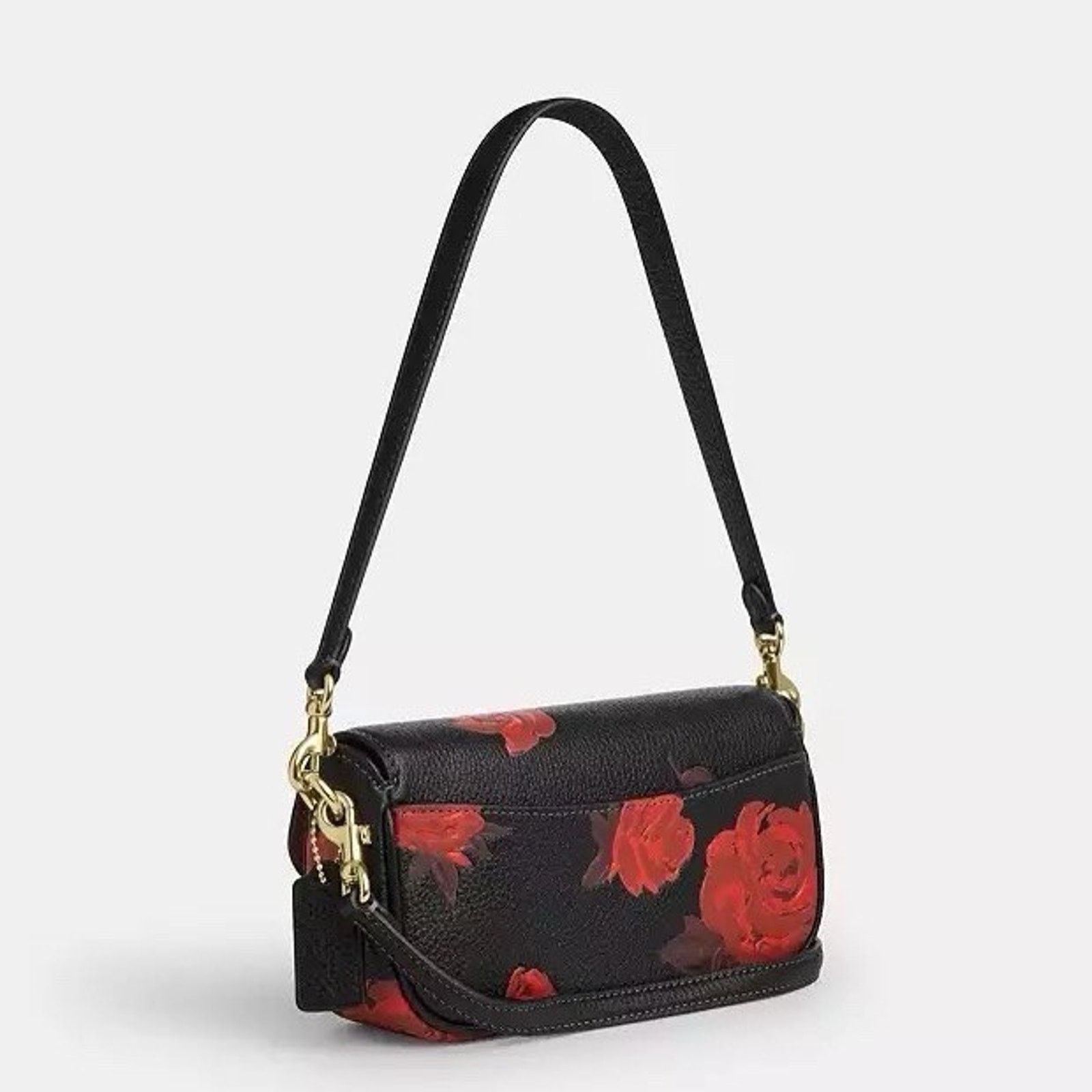 Coach NWT Coach Floral Hailey Flap Crossbody Bag CCF74 Black/Red Size ONE SIZE - 10 Thumbnail