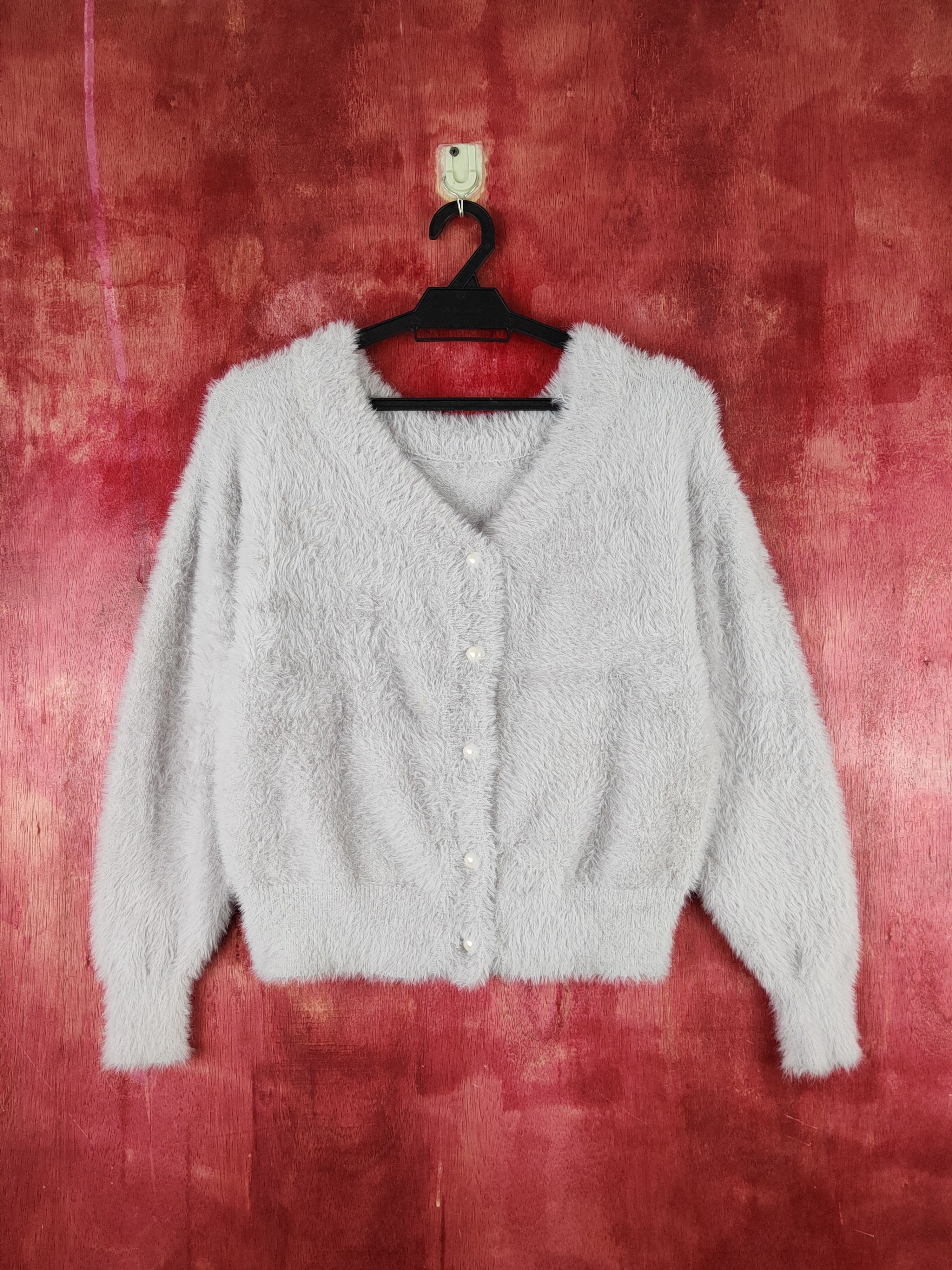 Japanese Brand Vis Light Gray Shag Shaggy Fur Mohair Crop Tops #S1685 Size M / US 6-8 / IT 42-44 - 1 Thumbnail