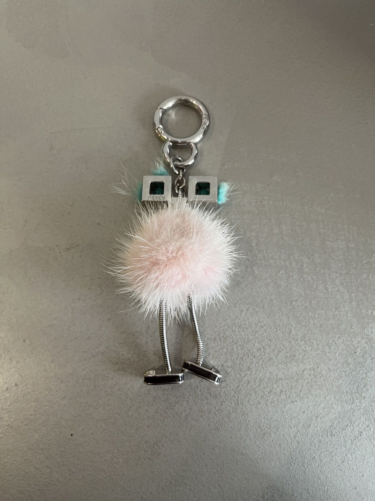 image of Fendi Pink Mink Hypnoteyes Chick Pom Pom Bag Charm, Women's