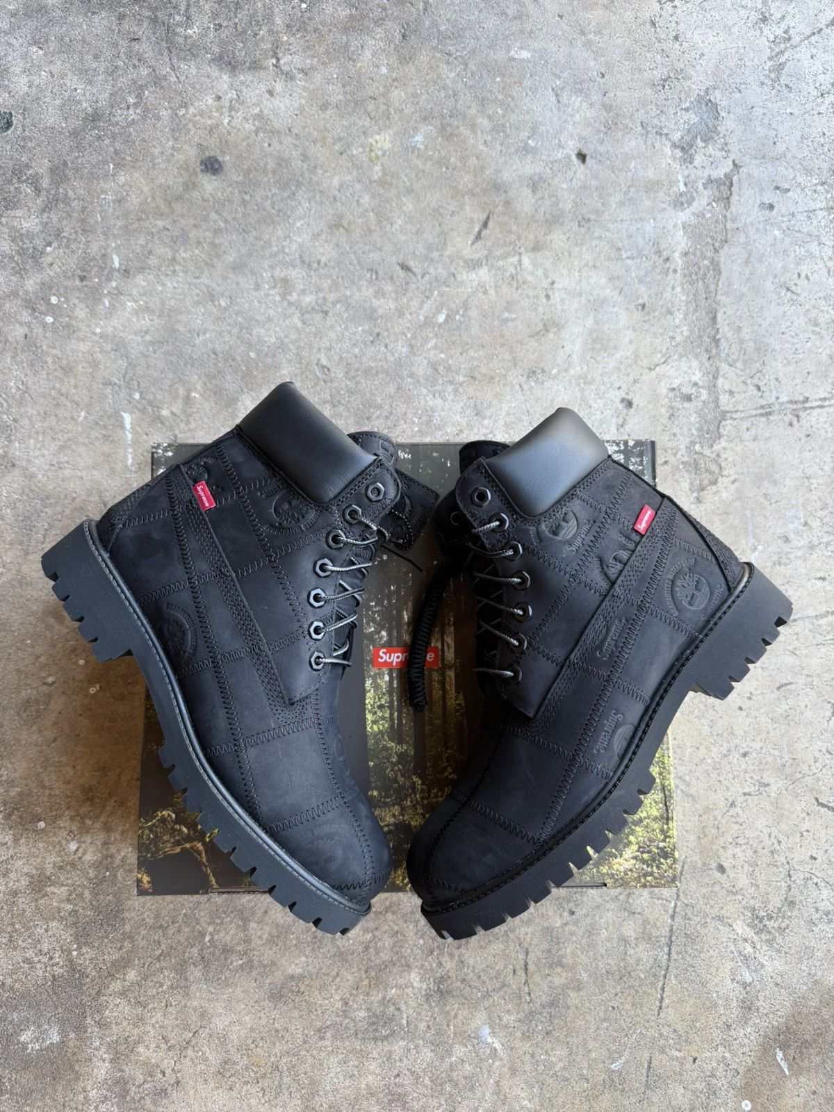 Supreme × Timberland Supreme FW 25 Black Patchwork Timberland boots Size US 8 / EU 41 - 1 Thumbnail
