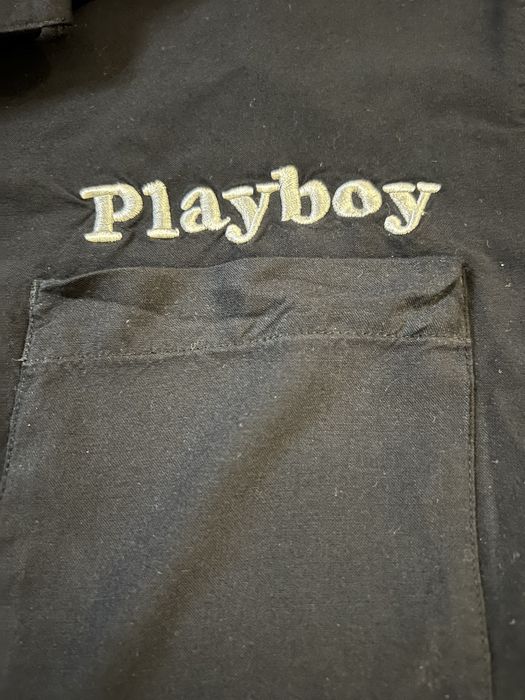 Playboy Playboy Black Button Down Bowling Shirt front pocket sz MD Grailed