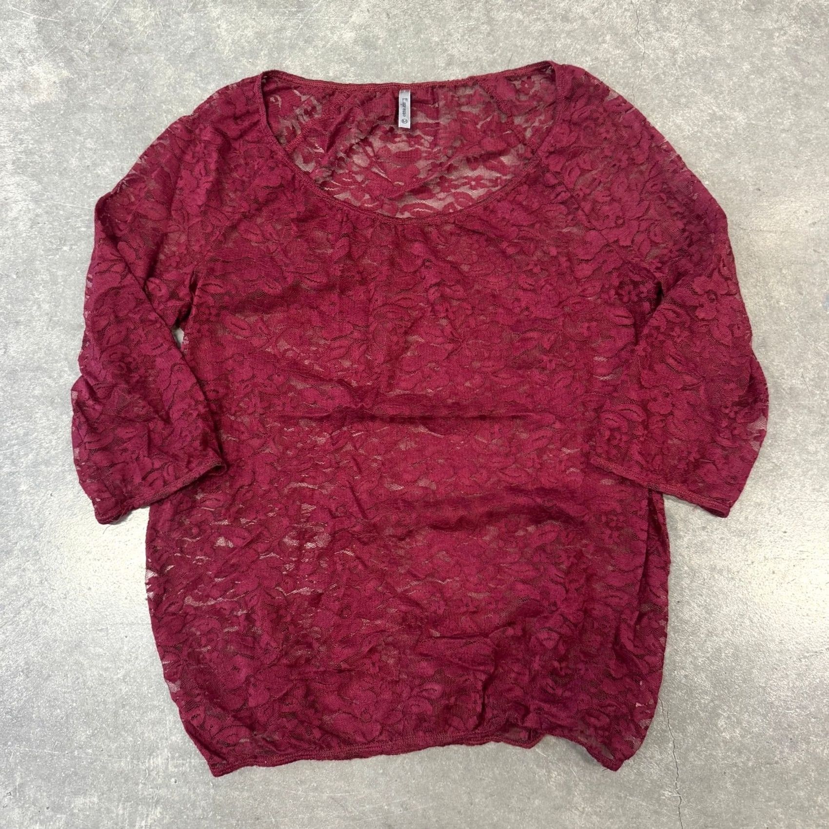 Vintage VINTAGE Y2K Red Lace Burgundy Whimsical Blouse 3/4 Sleeve Medium Womens Blouse Size M / US 6-8 / IT 42-44 - 2 Thumbnail