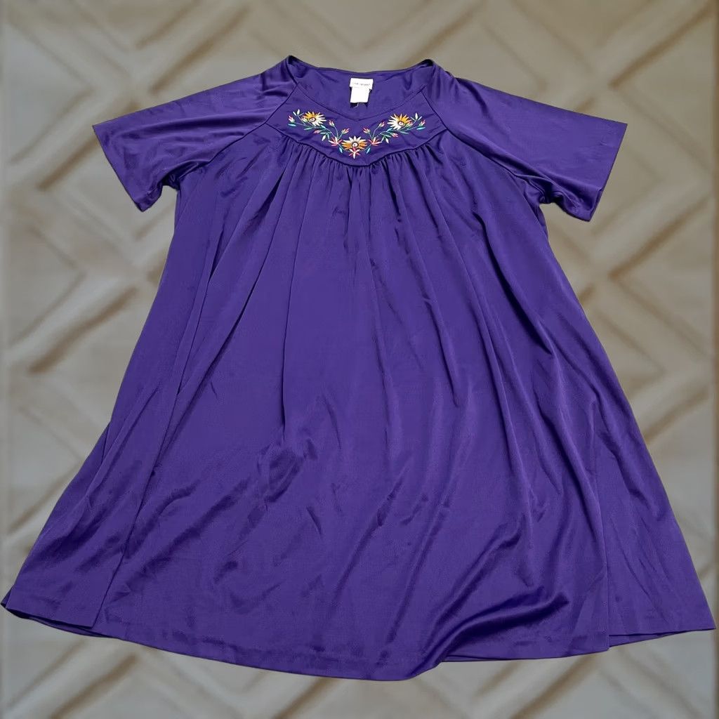 Vintage VINTAGE Lane Bryant Embroidered Midi Shift Dress Womens 24 Purple Pockets Size 4XL / US 24-26 - 1 Thumbnail