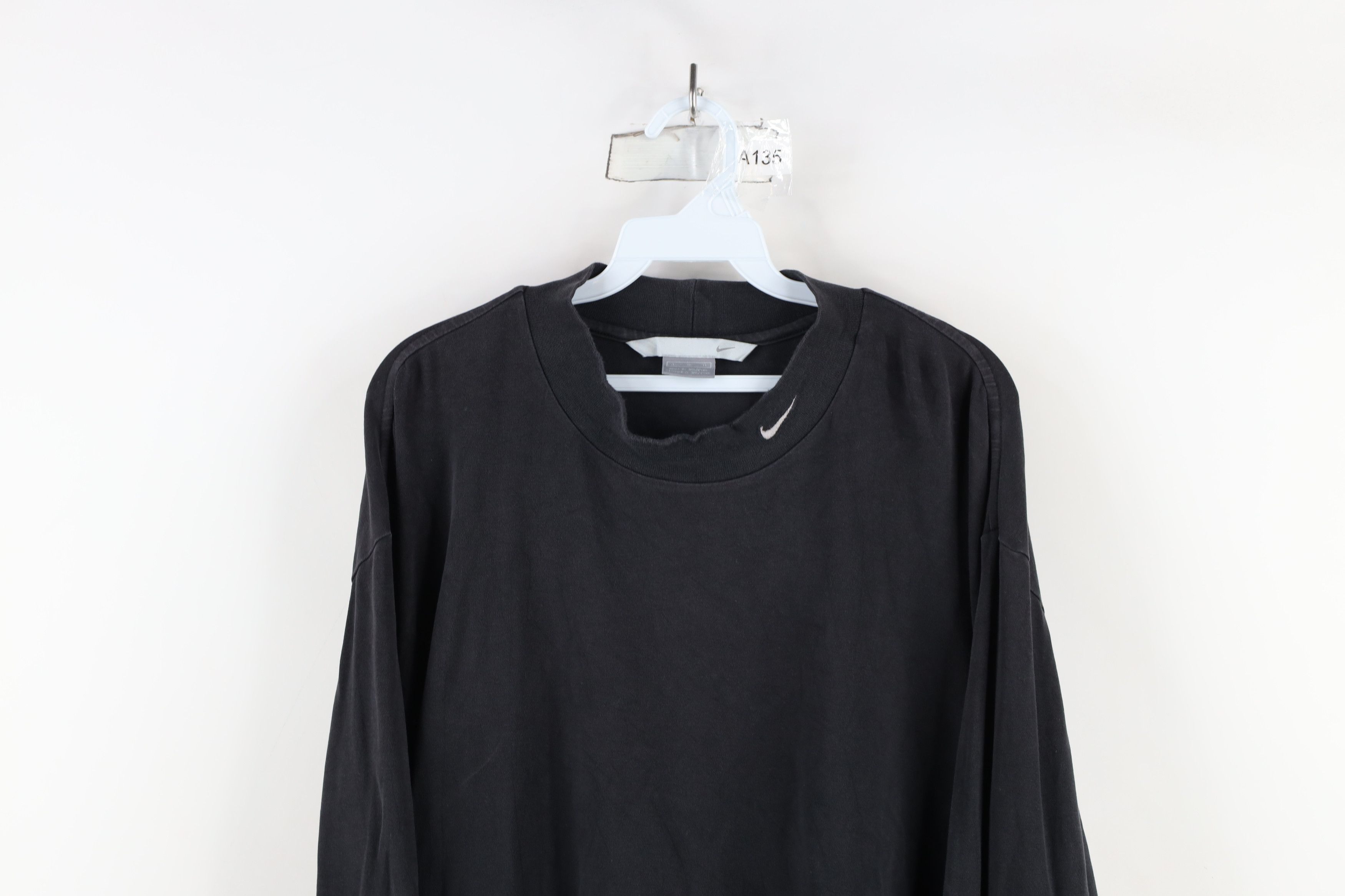 Nike × Vintage Vintage 90s Y2K Nike Scott Mini Swoosh Mock Neck T-Shirt Size US XL / EU 56 / 4 - 2 Thumbnail