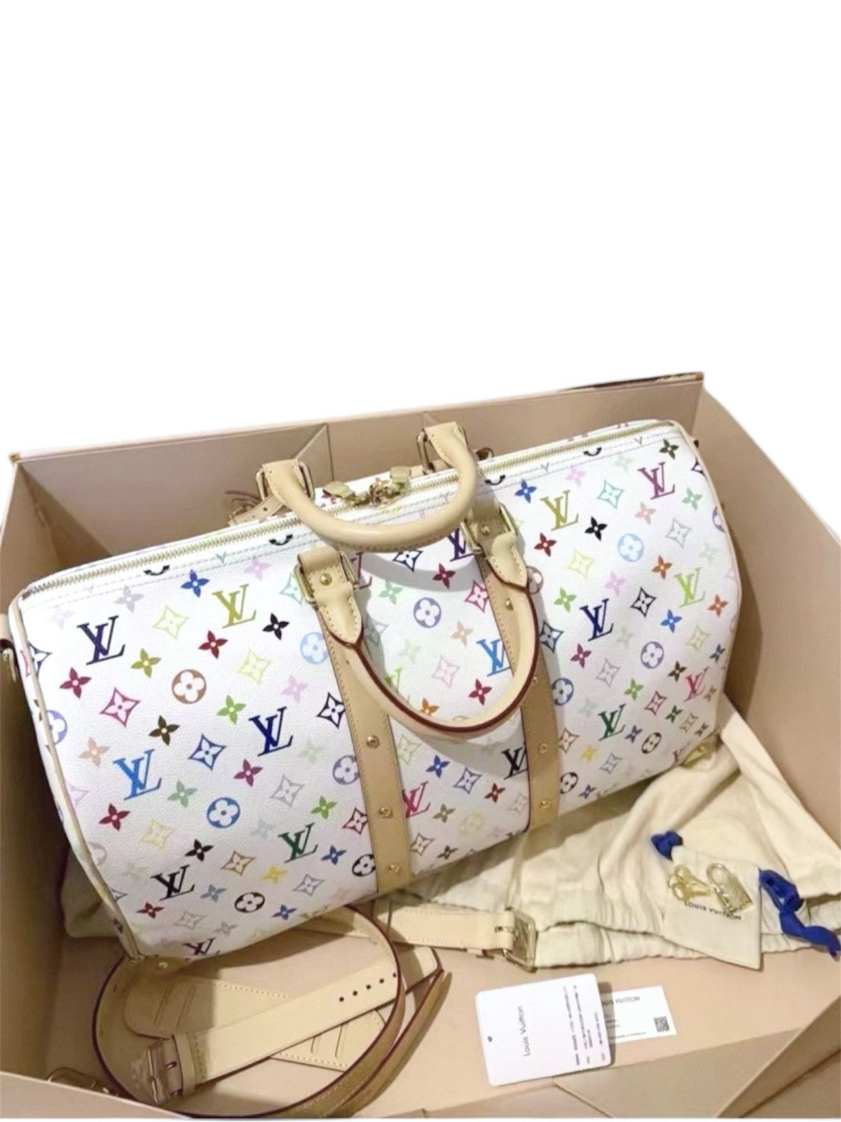 Louis Vuitton × Takashi Murakami Louis Vuitton x Takashi Murakami 50 Keepall White Monogram Size ONE SIZE - 3 Thumbnail