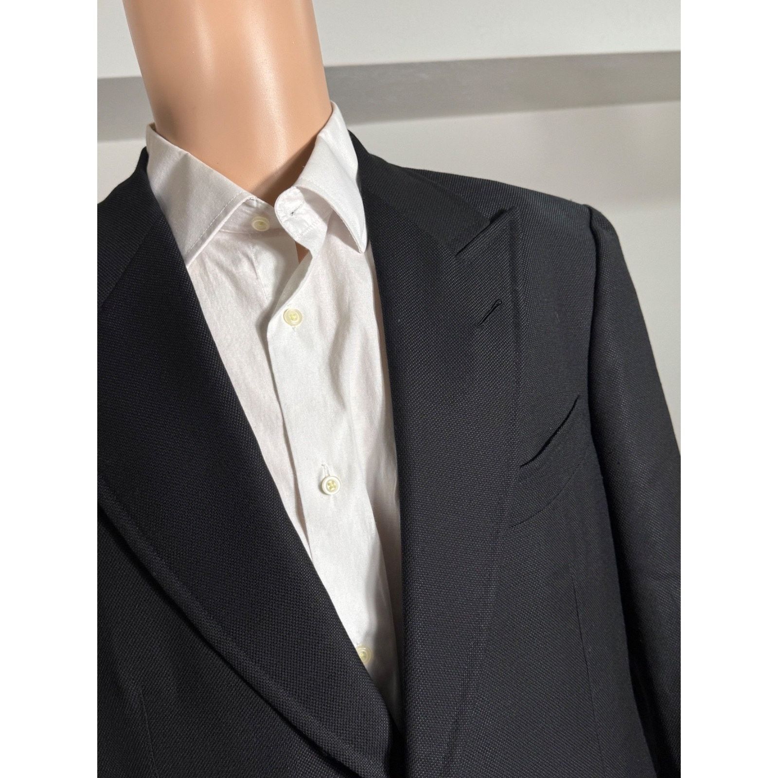 Tom Ford Tom Ford Black Mohair Silk Peak Lapel Textured Blazer 44R Size 44R - 2 Thumbnail