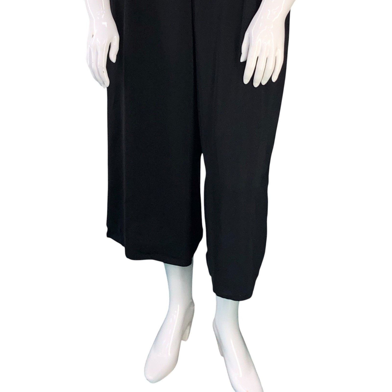 J.Crew J.Crew Jumpsuit 12 Drapey Wrap Back Black Cropped Wide Leg Size 34" / US 12 / IT 48 - 3 Thumbnail