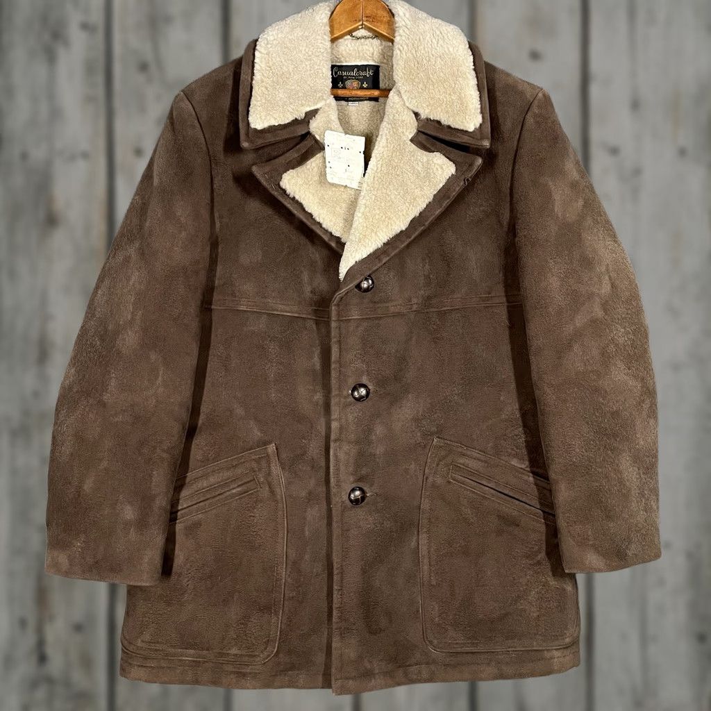 Vintage VINTAGE Casualcraft 60s Heavy Coat Jacket Brushed Cotton Suede Cotton Brown 1960s Casual Mens Girls Boys 42 Regular Size US XS / EU 42 / 0 - 1 Thumbnail