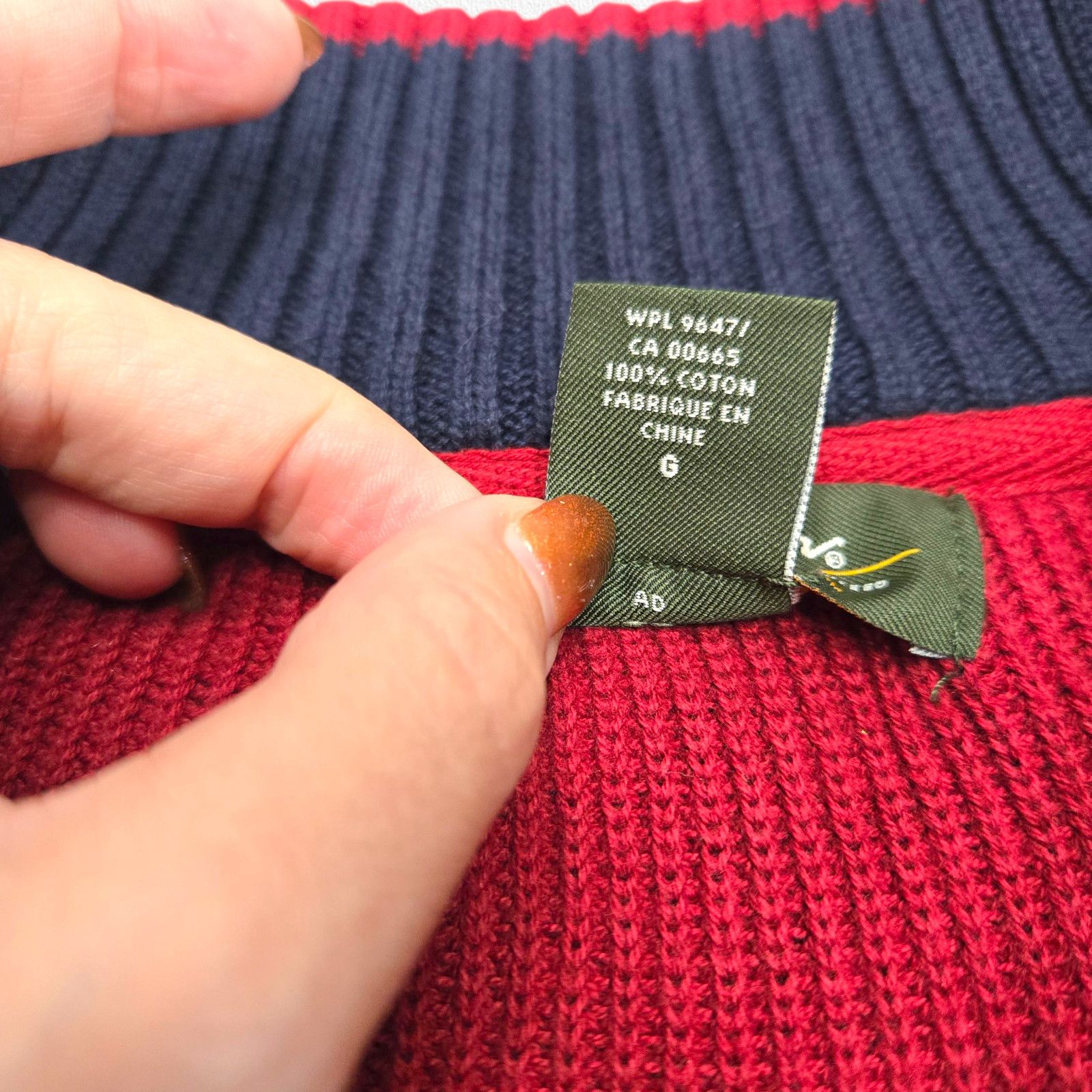 Eddie Bauer Eddie Bauer Red Half Zip Striped Knit Sweater Size Large Size US L / EU 52-54 / 3 - 9 Thumbnail